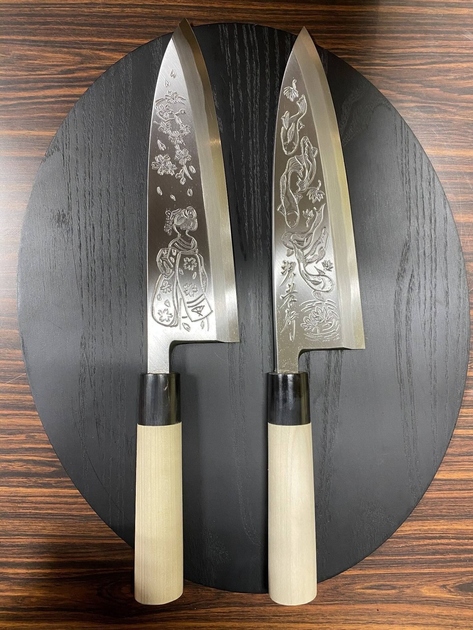 Sakai Takayuki Pre Order Purchase Custom Order Decorative Deba Knife with Buffalo Horn Handle White Steel 210mm (8.3") - Image 11