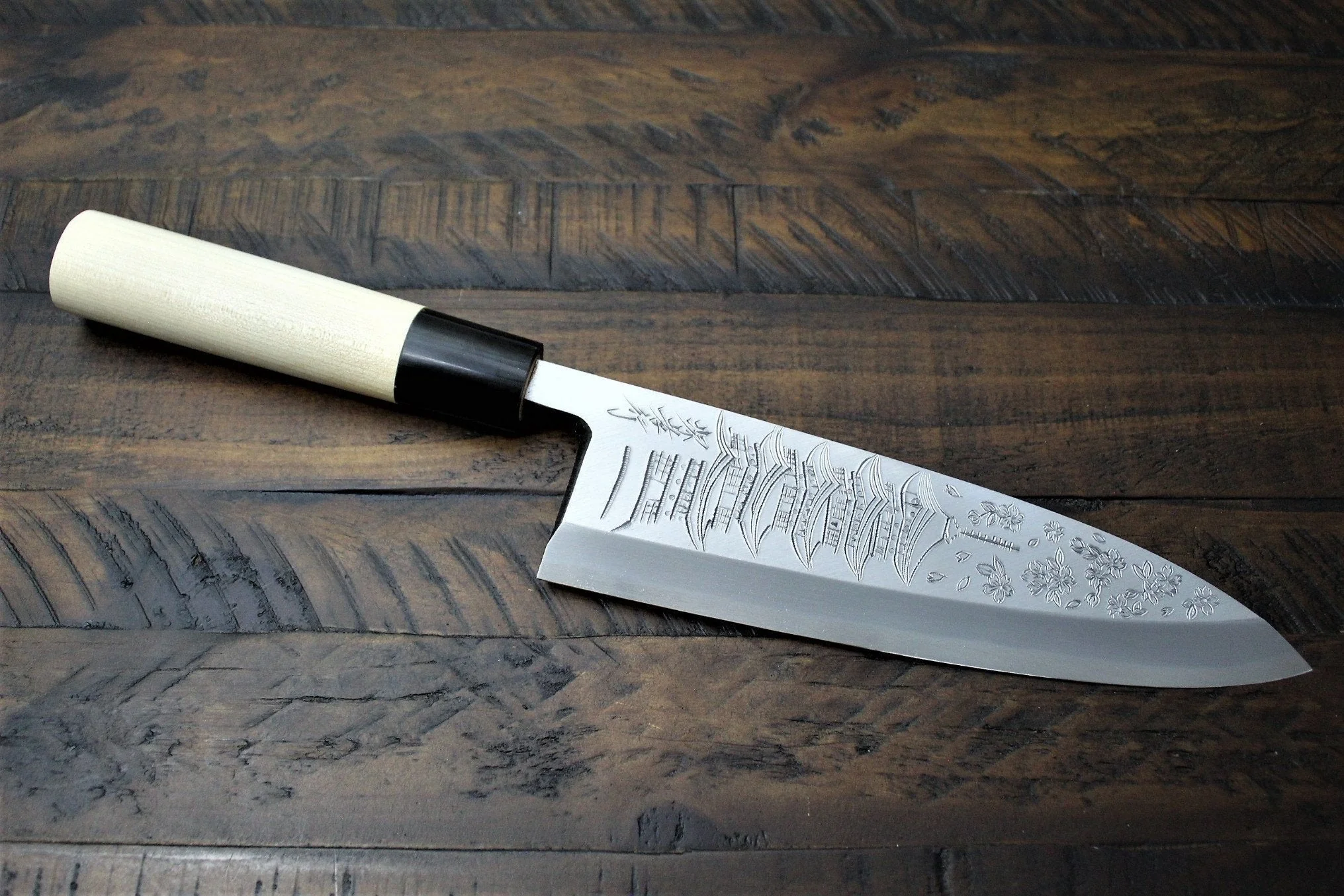 Sakai Takayuki Pre Order Purchase Custom Order Decorative Deba Knife with Buffalo Horn Handle White Steel 210mm (8.3") - Image 3