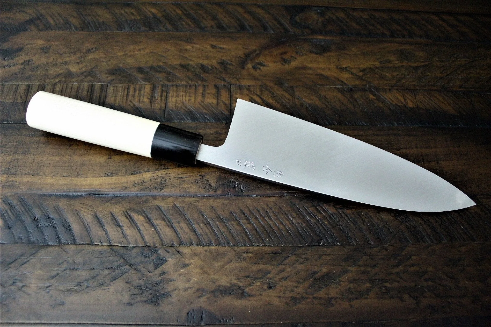 Sakai Takayuki Pre Order Purchase Custom Order Decorative Deba Knife with Buffalo Horn Handle White Steel 210mm (8.3") - Image 6