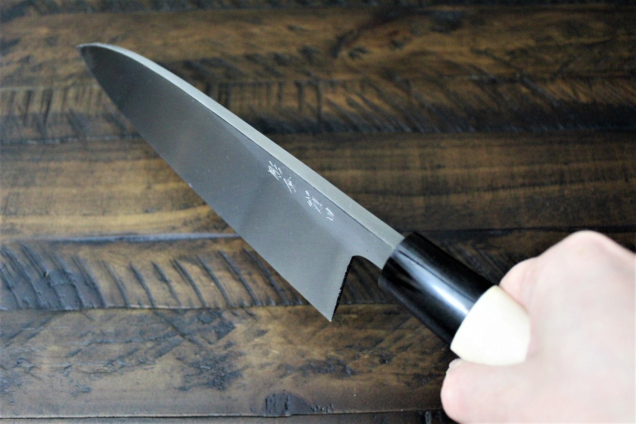 Sakai Takayuki Pre Order Purchase Custom Order Decorative Deba Knife with Buffalo Horn Handle White Steel 210mm (8.3") - Image 9