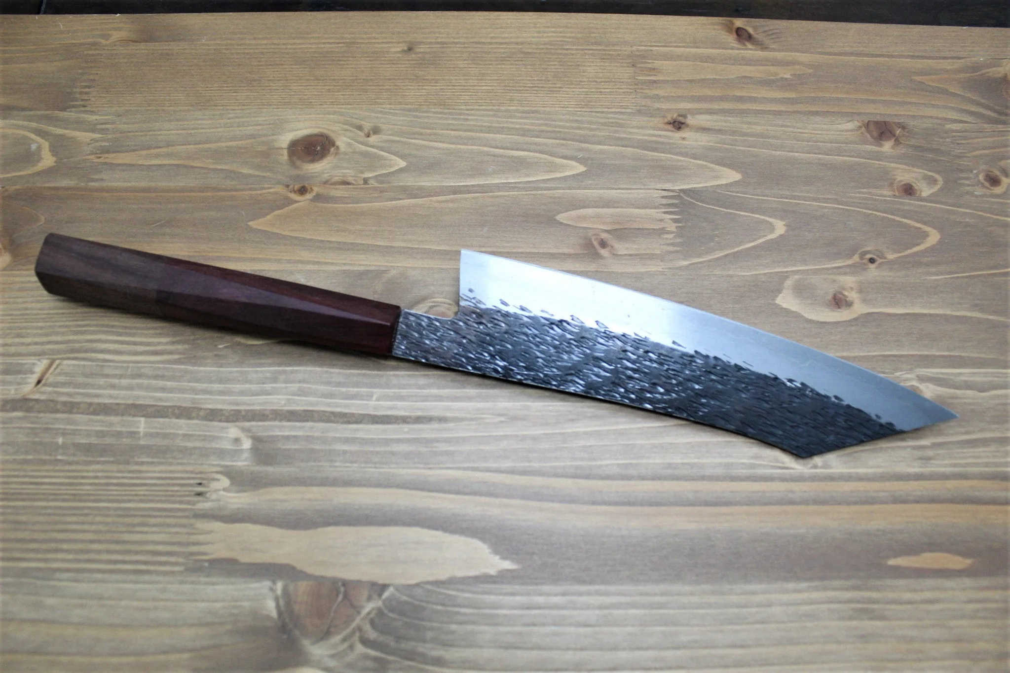 Isamitsu Shirogami #1 / White Steel #1 Kiritsuke 195 mm / 7.6" Brown Two Tone Maple and Burberry Handle - Image 5