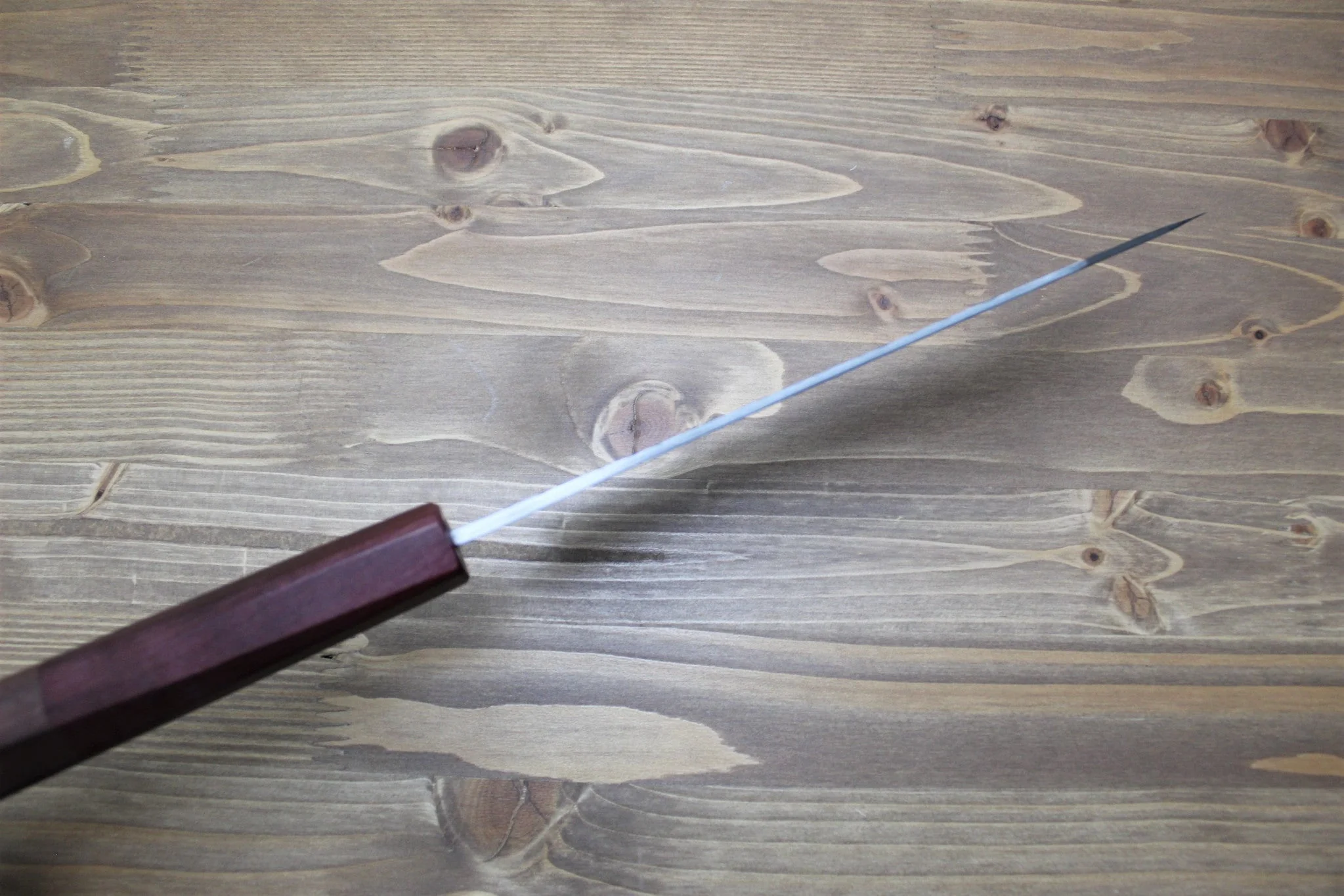 Isamitsu Shirogami #1 / White Steel #1 Kiritsuke 195 mm / 7.6" Brown Two Tone Maple and Burberry Handle - Image 6