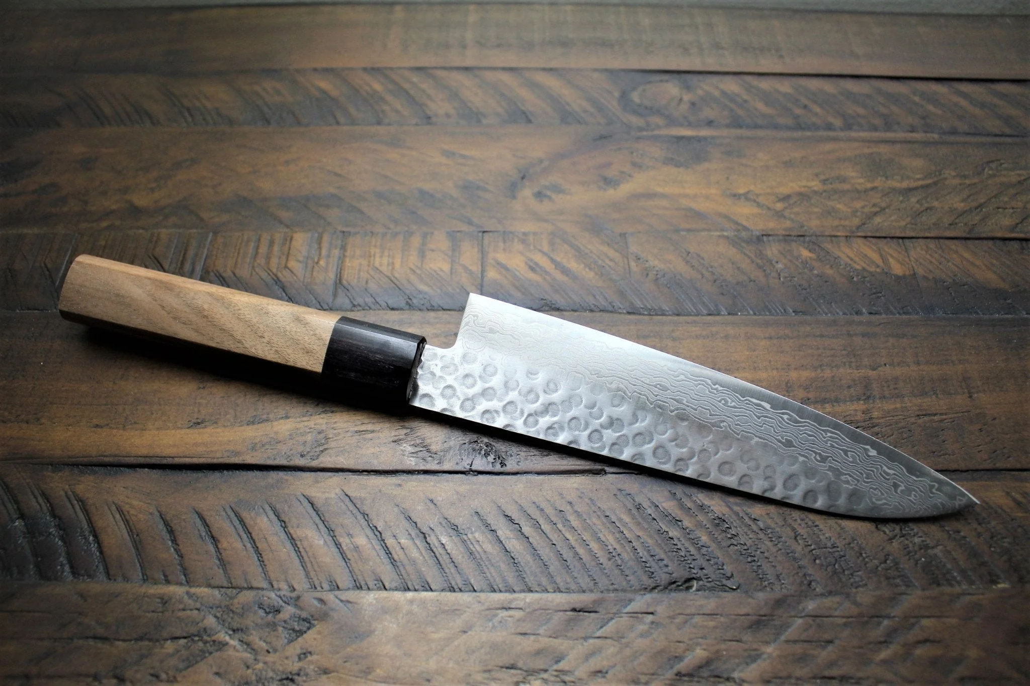Sakai Takayuki 45-Layer Hammered Damascus Gyuto - AUS-10 Stainless Steel with Walnut Handle - Image 5