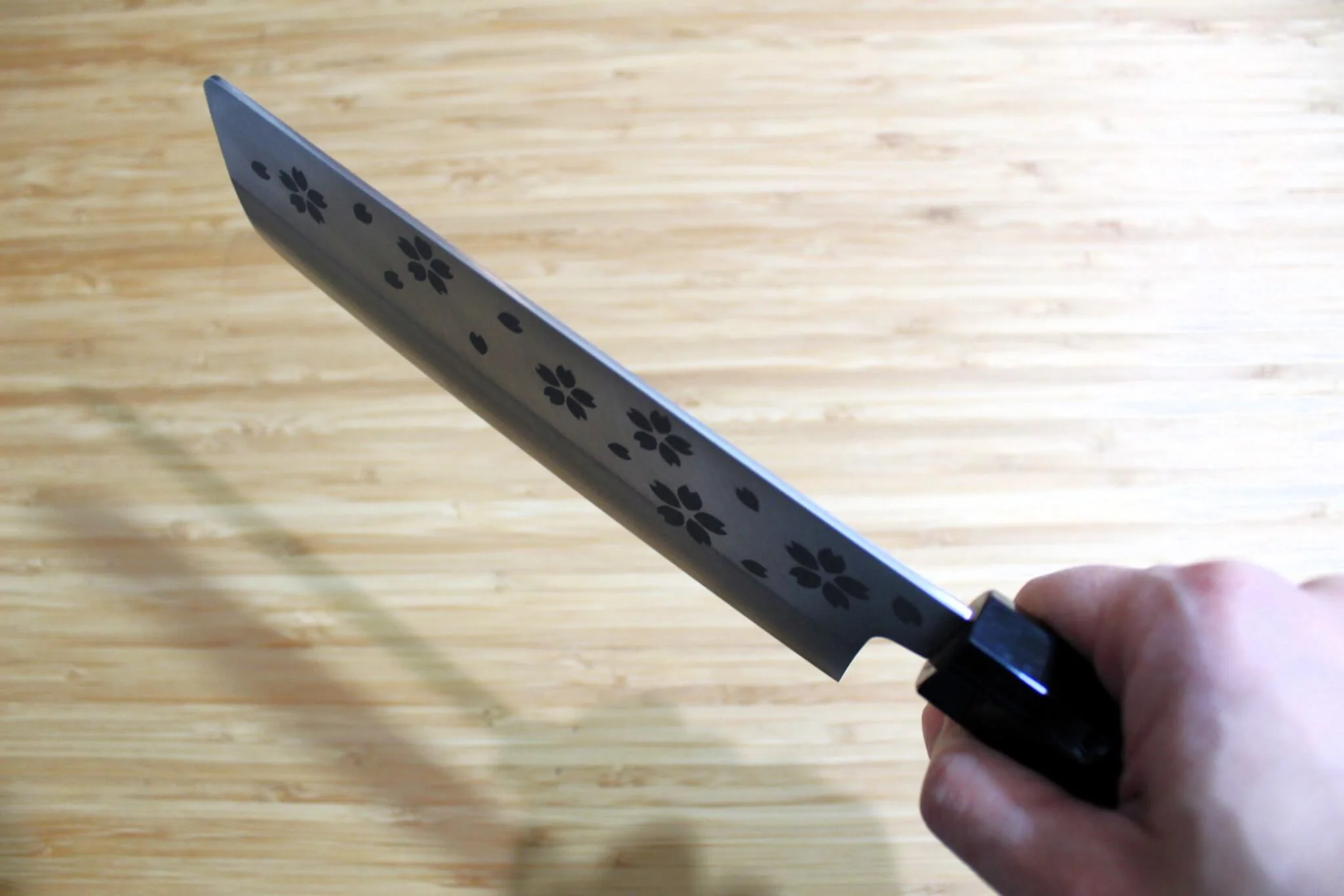 Fujita Marunoko VG-10 Cherry Blossom Nakiri with Cypress Handle 180 mm - Image 9