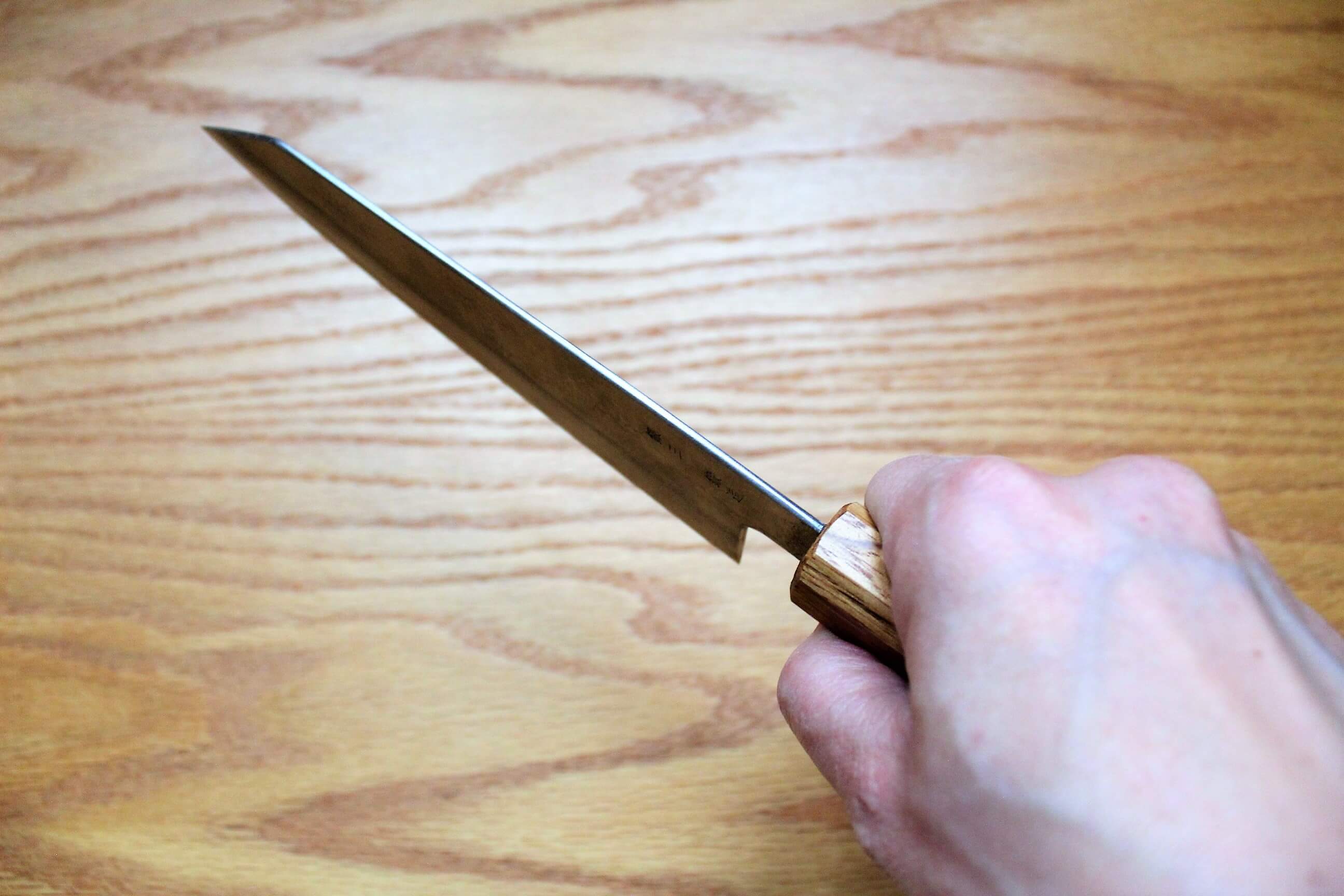 Fujiwara Yasuhiko Ginsan Kiritsuke with Oak Handle 165mm / 6.5" Oak Handle - Image 9