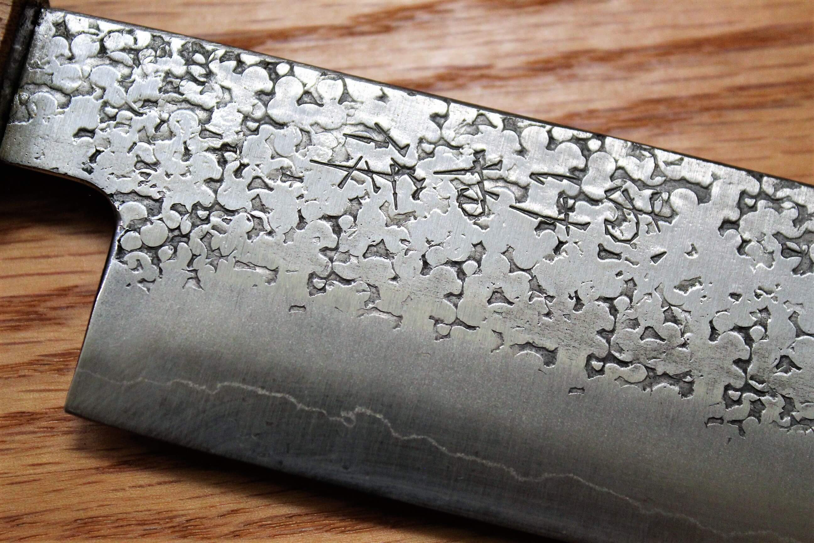 Fujiwara Yasuhiko Ginsan Nakiri with Oak Handle 165mm / 6.5" Oak Handle - Image 3