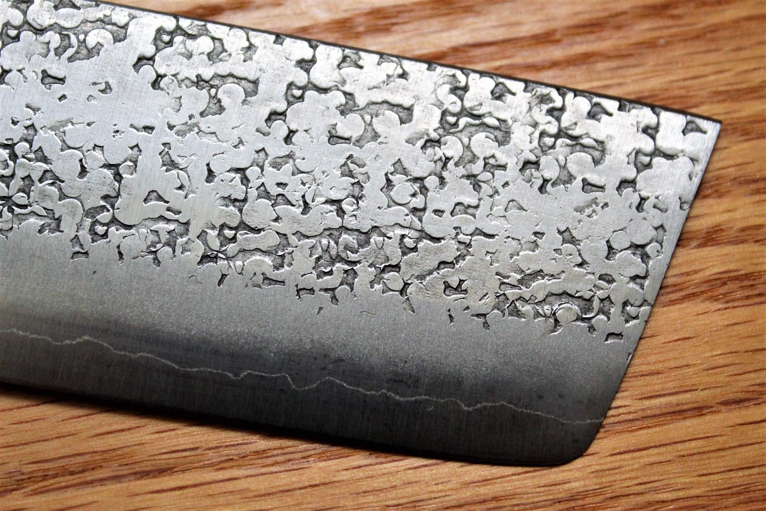 Fujiwara Yasuhiko Ginsan Nakiri with Oak Handle 165mm / 6.5" Oak Handle - Image 4