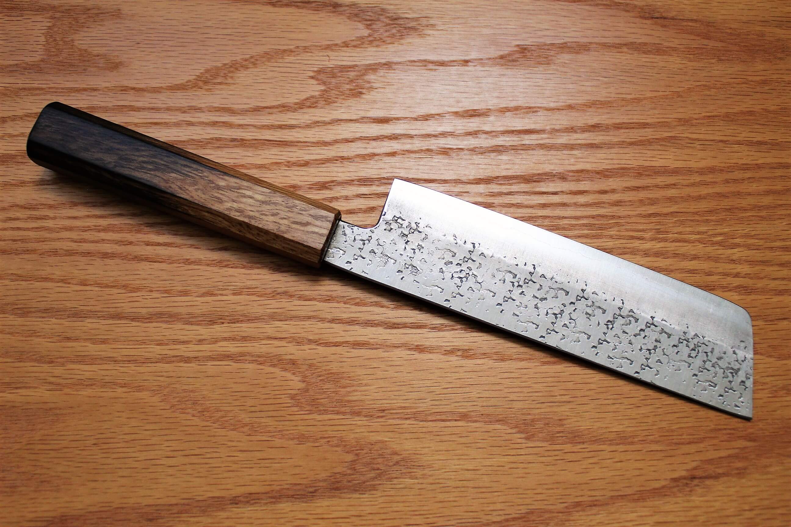 Fujiwara Yasuhiko Ginsan Nakiri with Oak Handle 165mm / 6.5" Oak Handle - Image 5