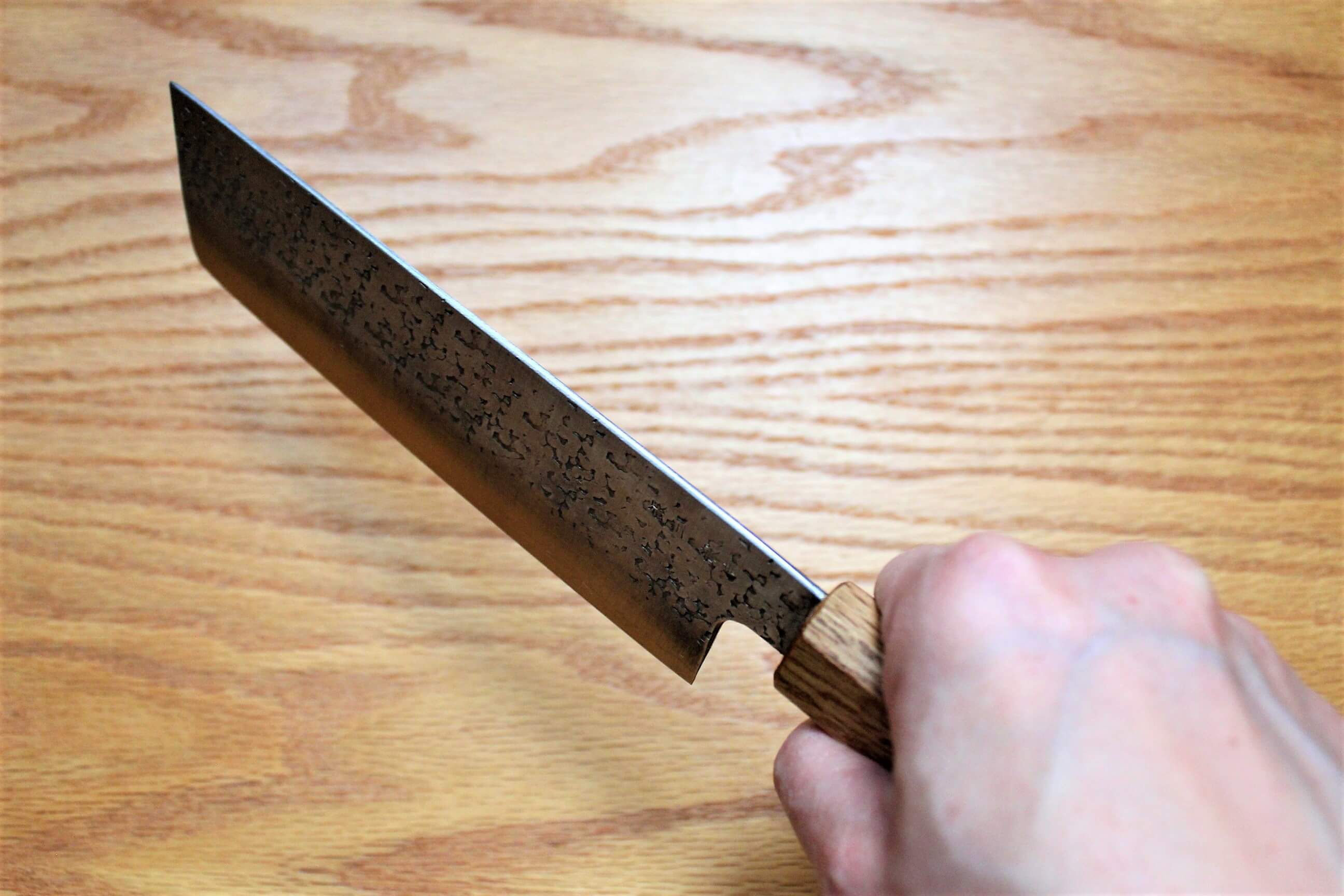 Fujiwara Yasuhiko Ginsan Nakiri with Oak Handle 165mm / 6.5" Oak Handle - Image 8