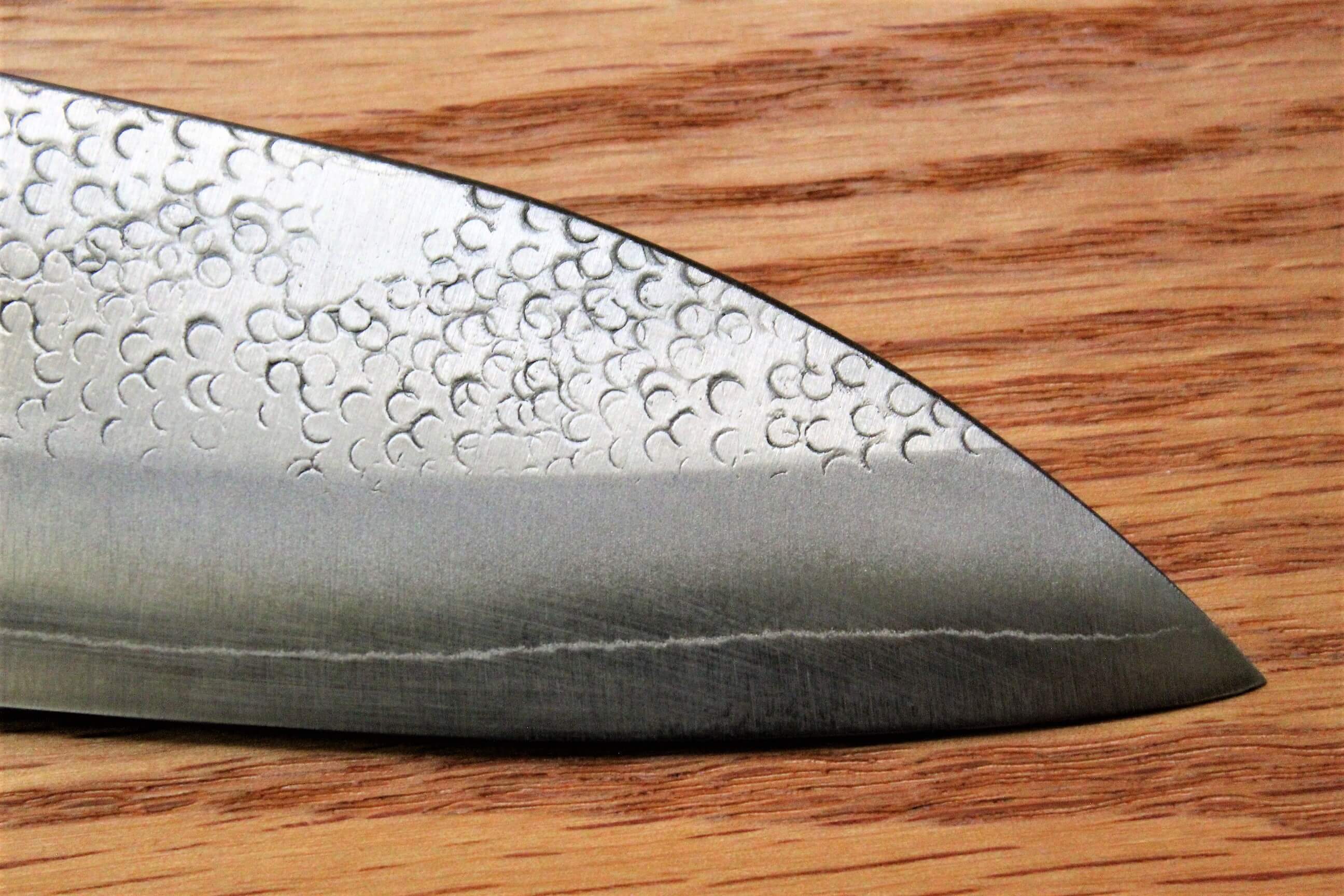 Fujiwara Yasuhiko Ginsan Santoku with Oak Handle 165mm / 6.5" Oak Handle - Image 4