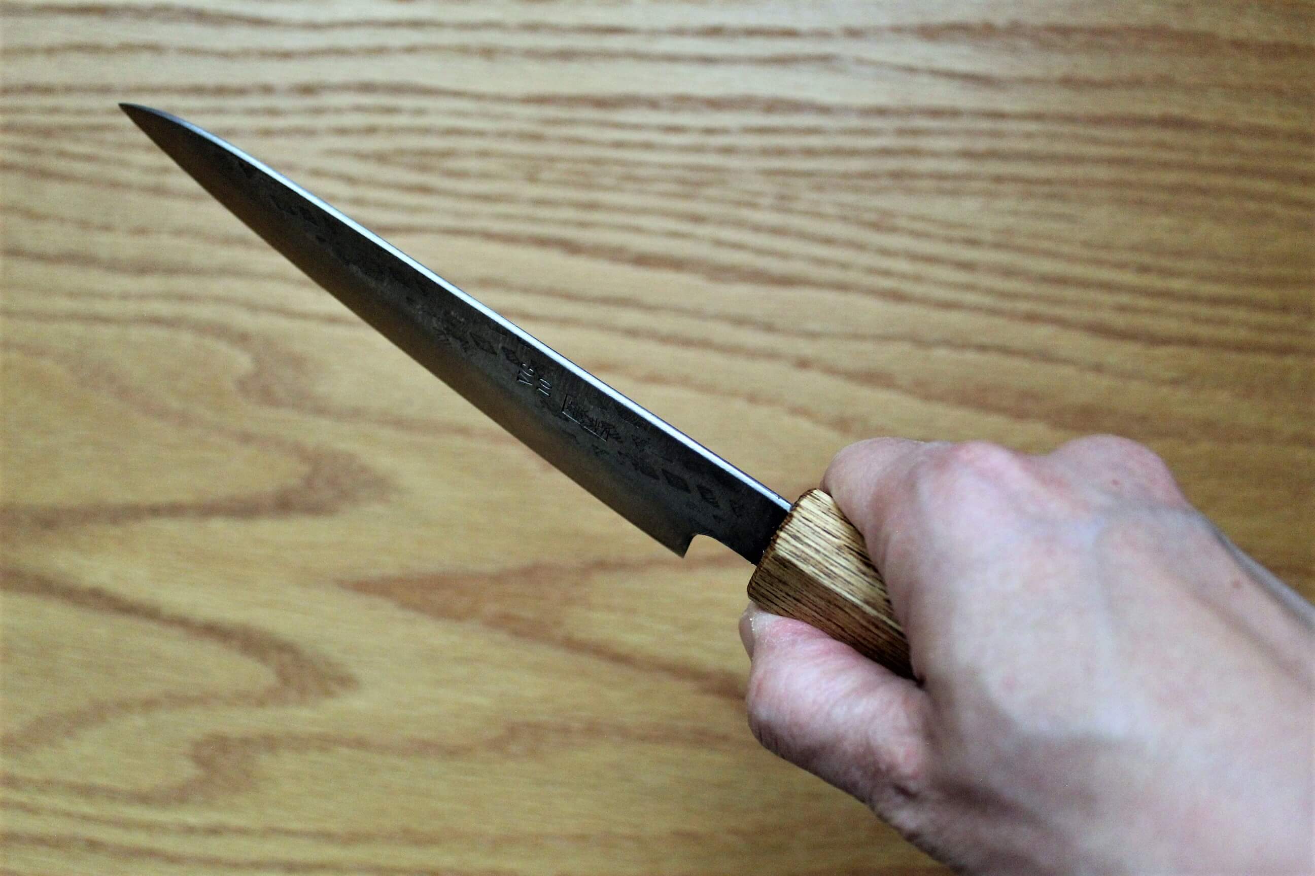 Fujiwara Yasuhiko VG-10 Petty with Oak Handle 150mm / 5.9" Oak Handle - Image 9