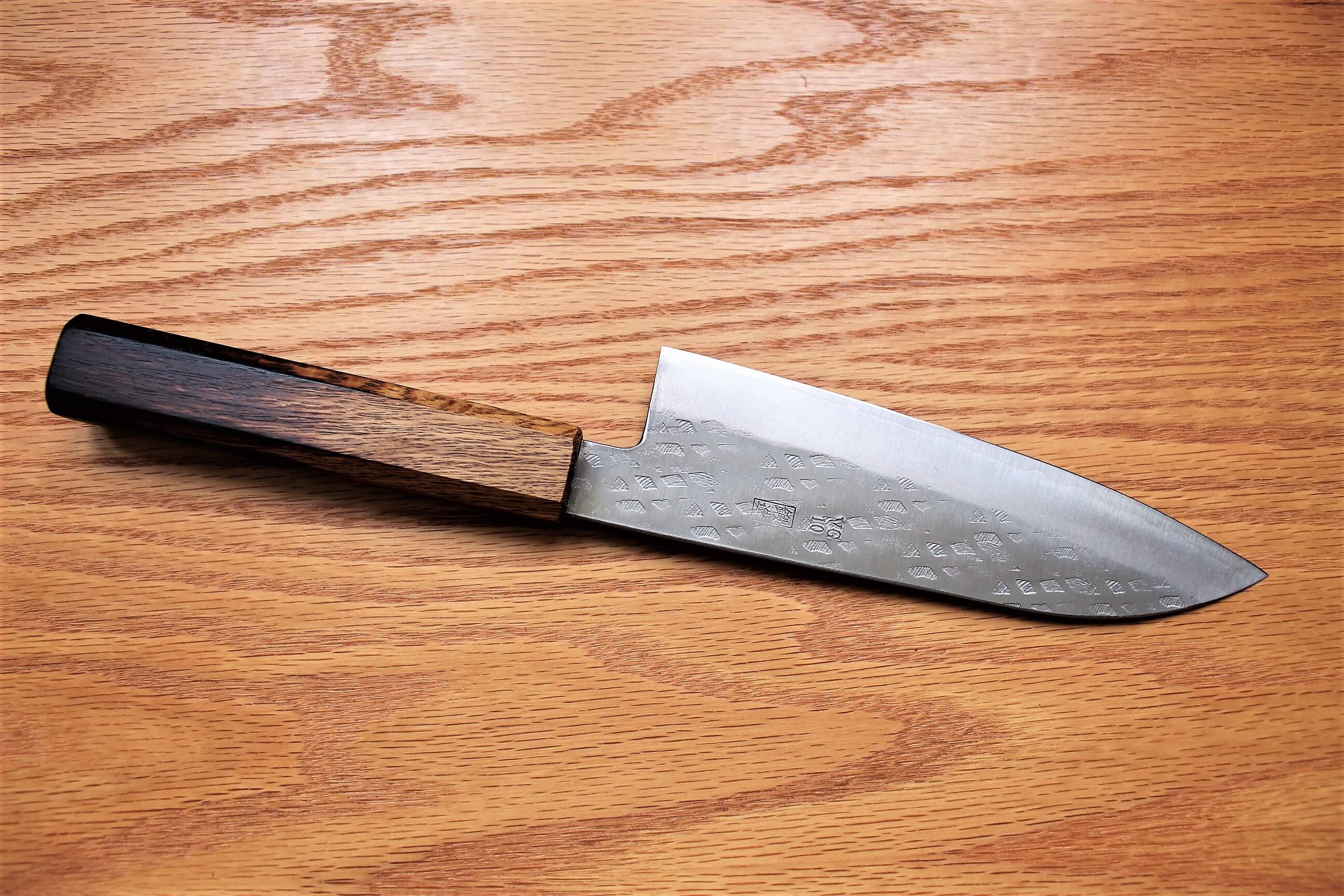 Fujiwara Yasuhiko VG-10 Santoku with Oak Handle 165mm / 6.5" Oak Handle - Image 5