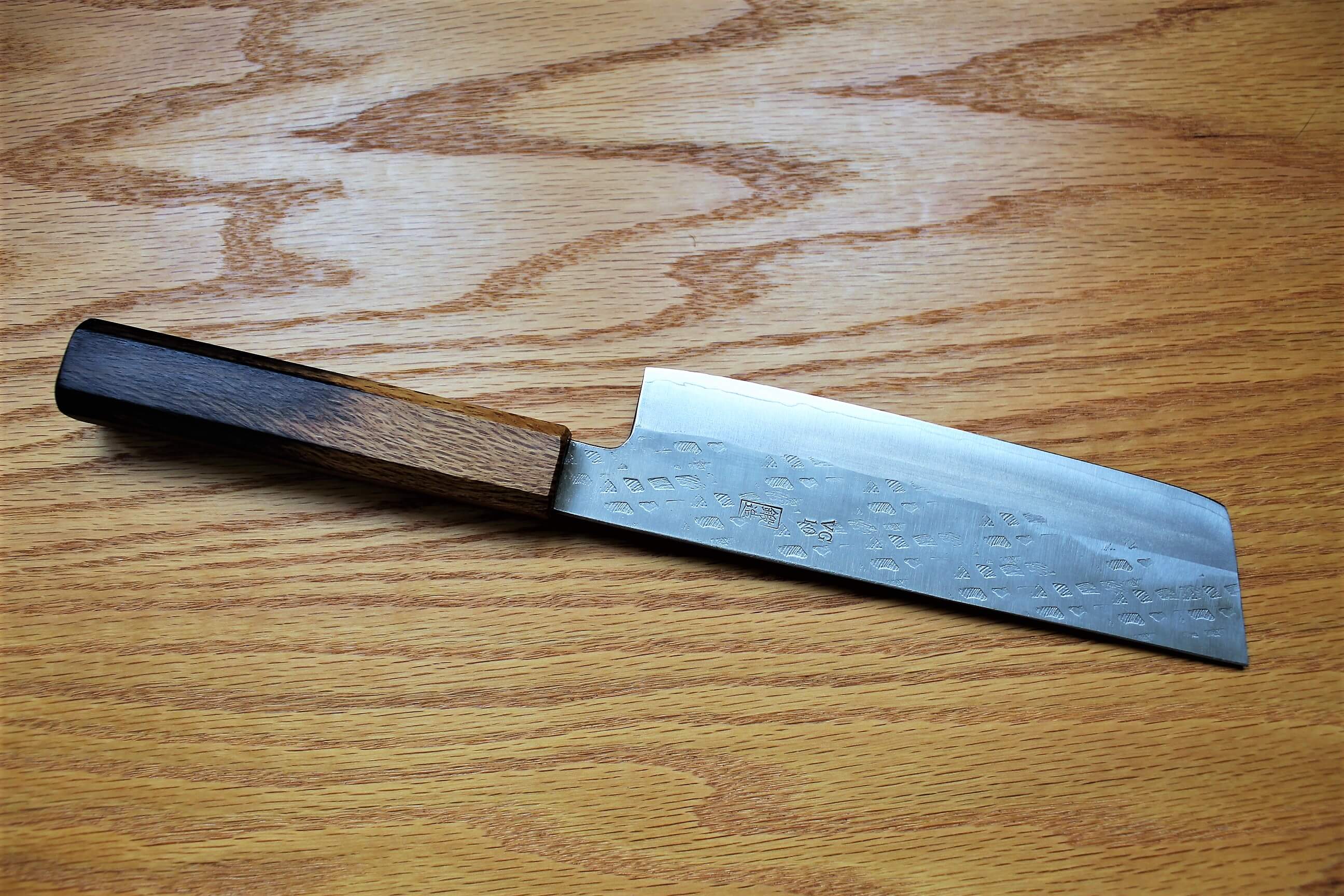 Fujiwara Yasuhiko VG-10 Nakiri with Oak Handle 165mm / 6.5" Oak Handle - Image 4