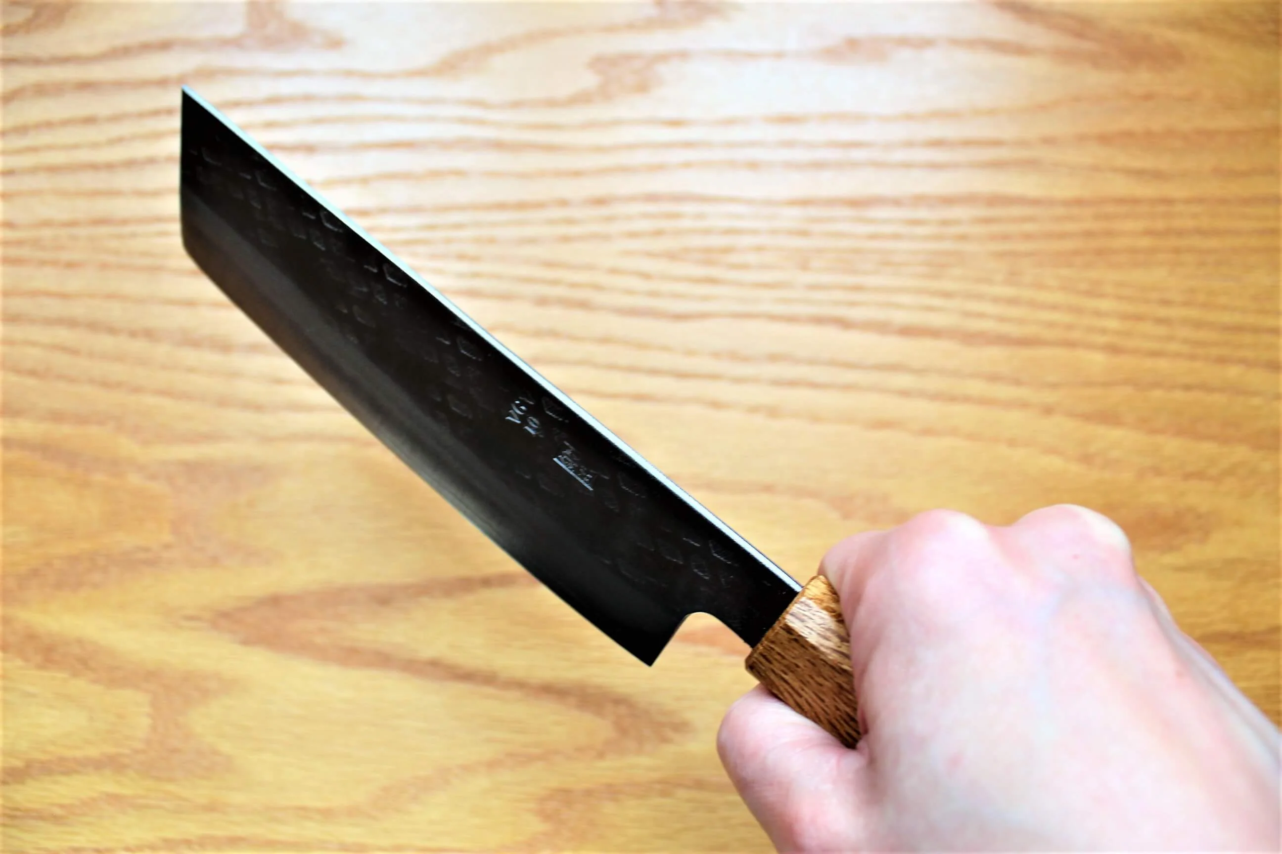 Fujiwara Yasuhiko VG-10 Nakiri with Oak Handle 165mm / 6.5" Oak Handle - Image 9