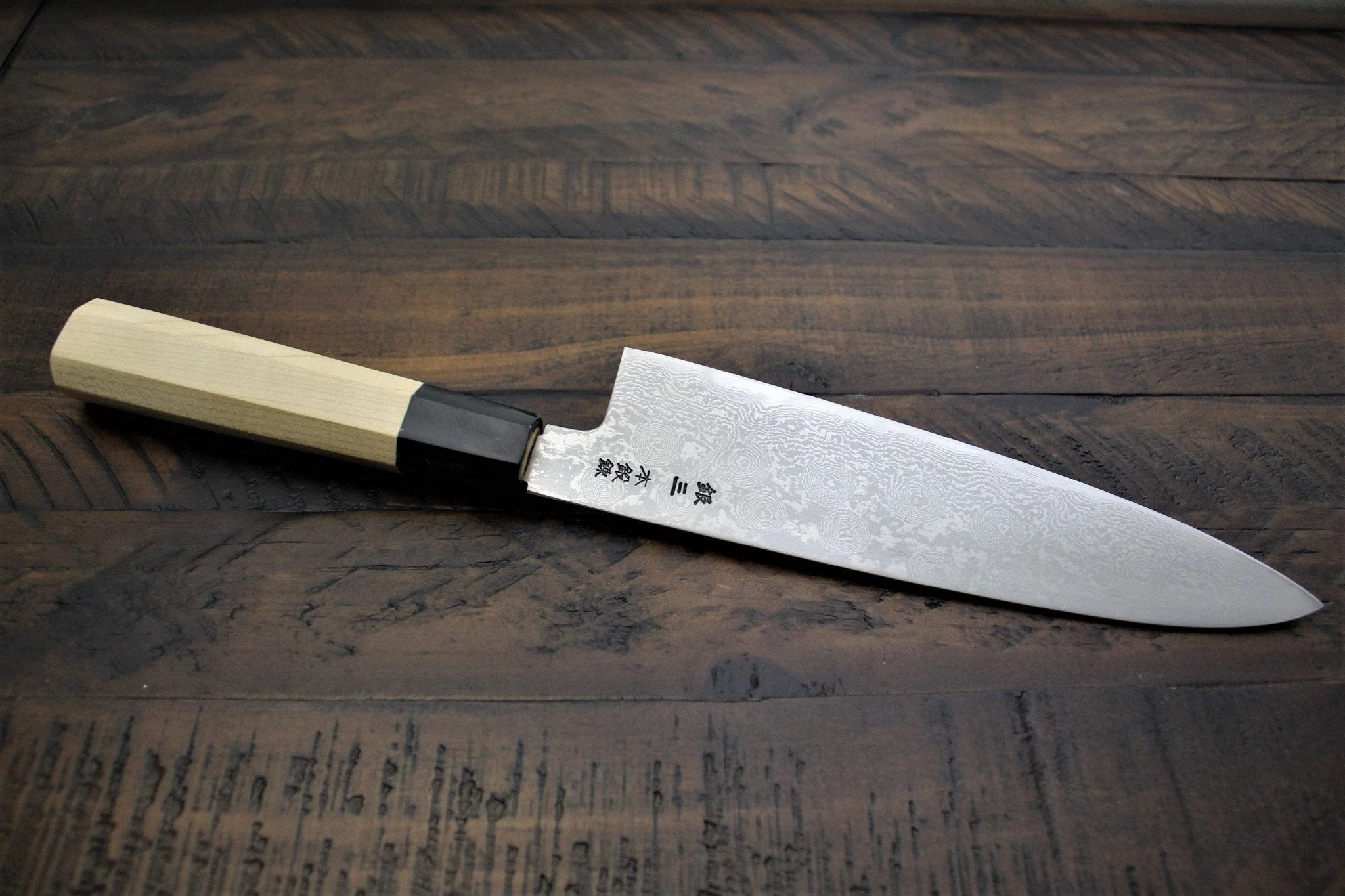 Sakai Takayuki Ginsan Damascus 210mm Gyuto - Silver #3 Stainless Steel - Image 5