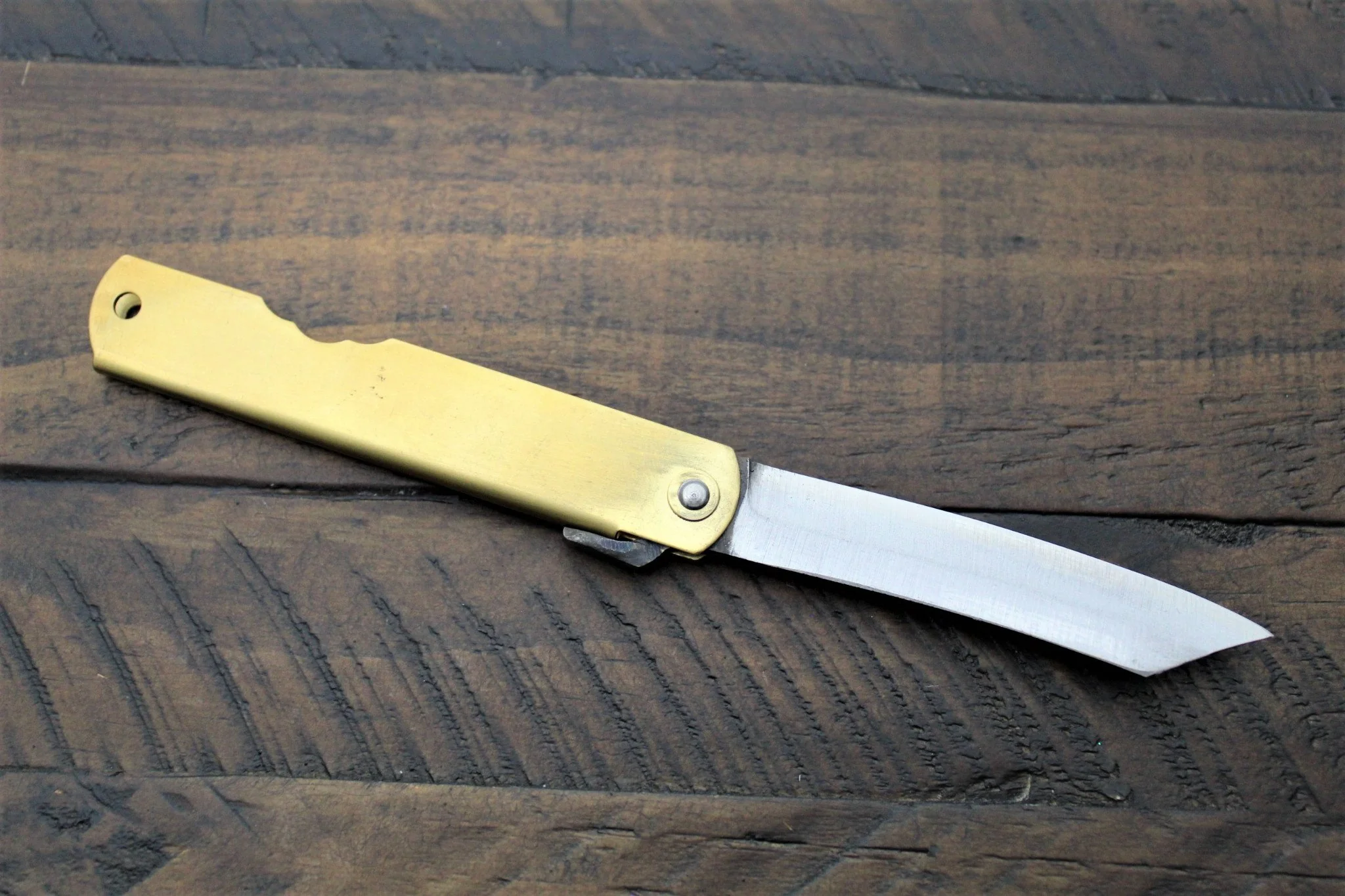 Higonokami Aoniko (Blue Steel #2) Brass Folding Pocket Knife - Image 10