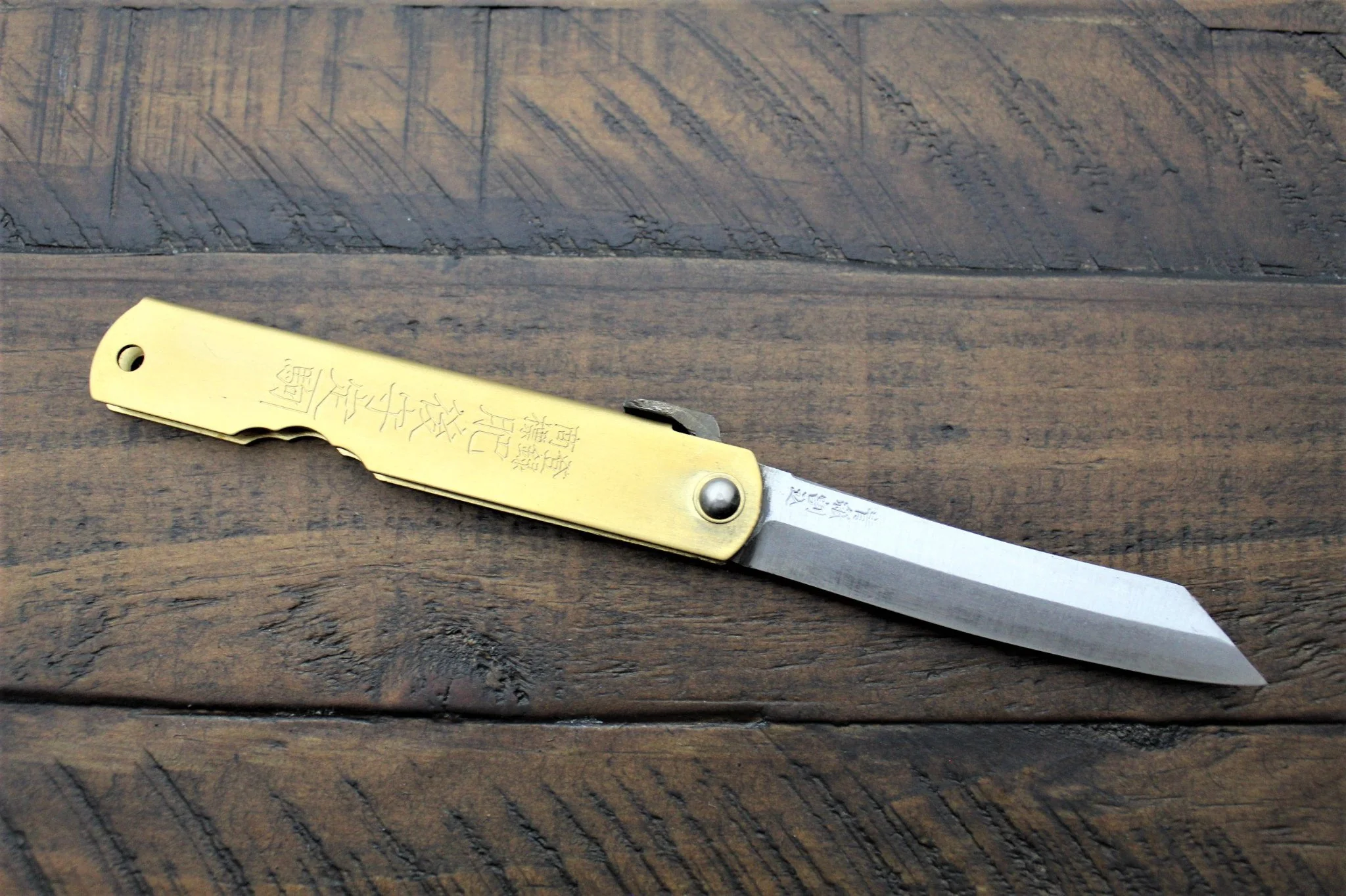 Higonokami Aoniko (Blue Steel #2) Brass Folding Pocket Knife - Image 6