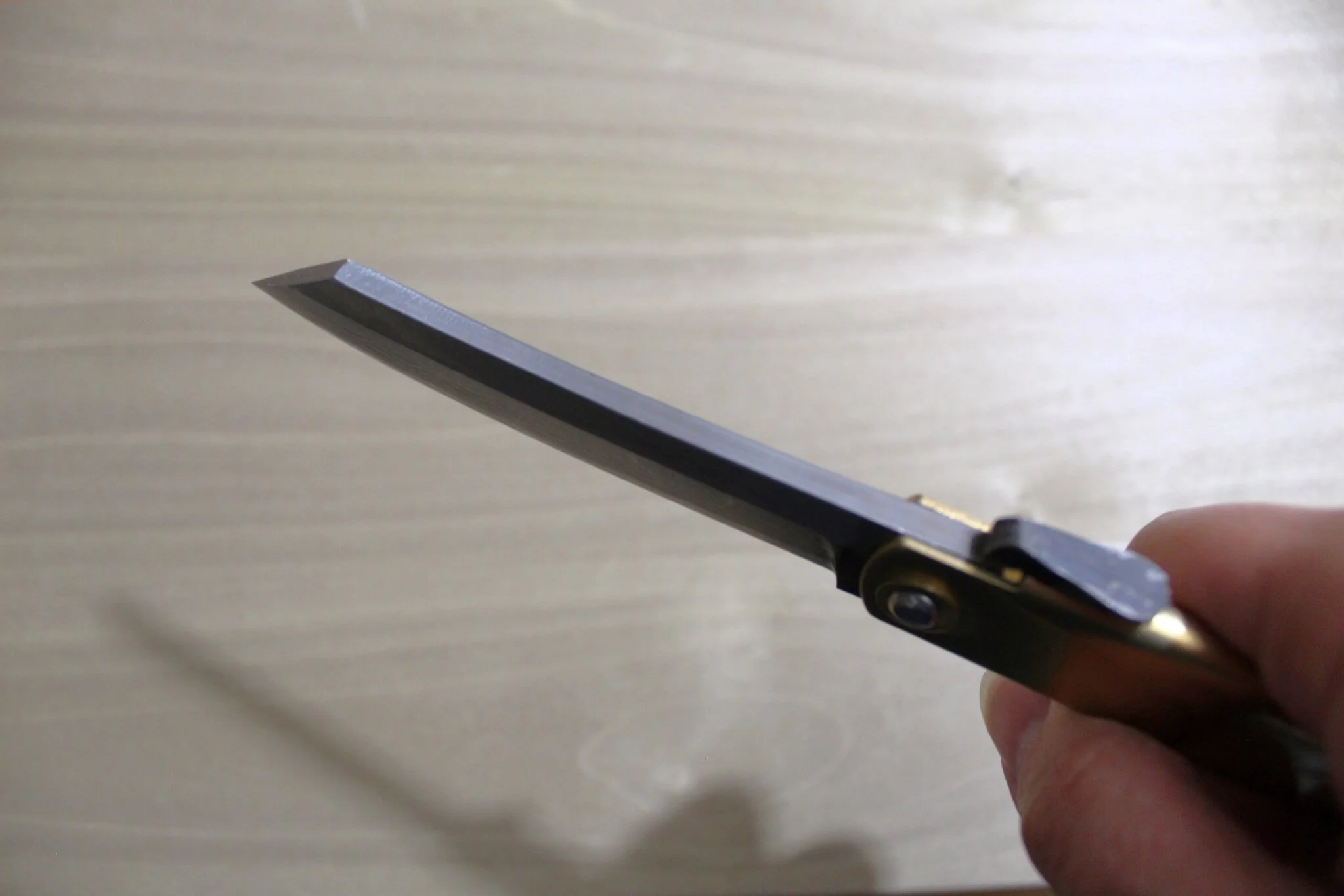 Higonokami Damascus Aoniko (Blue Steel #2) Tiger and Bamboo Folding Pocket Knife - Image 10