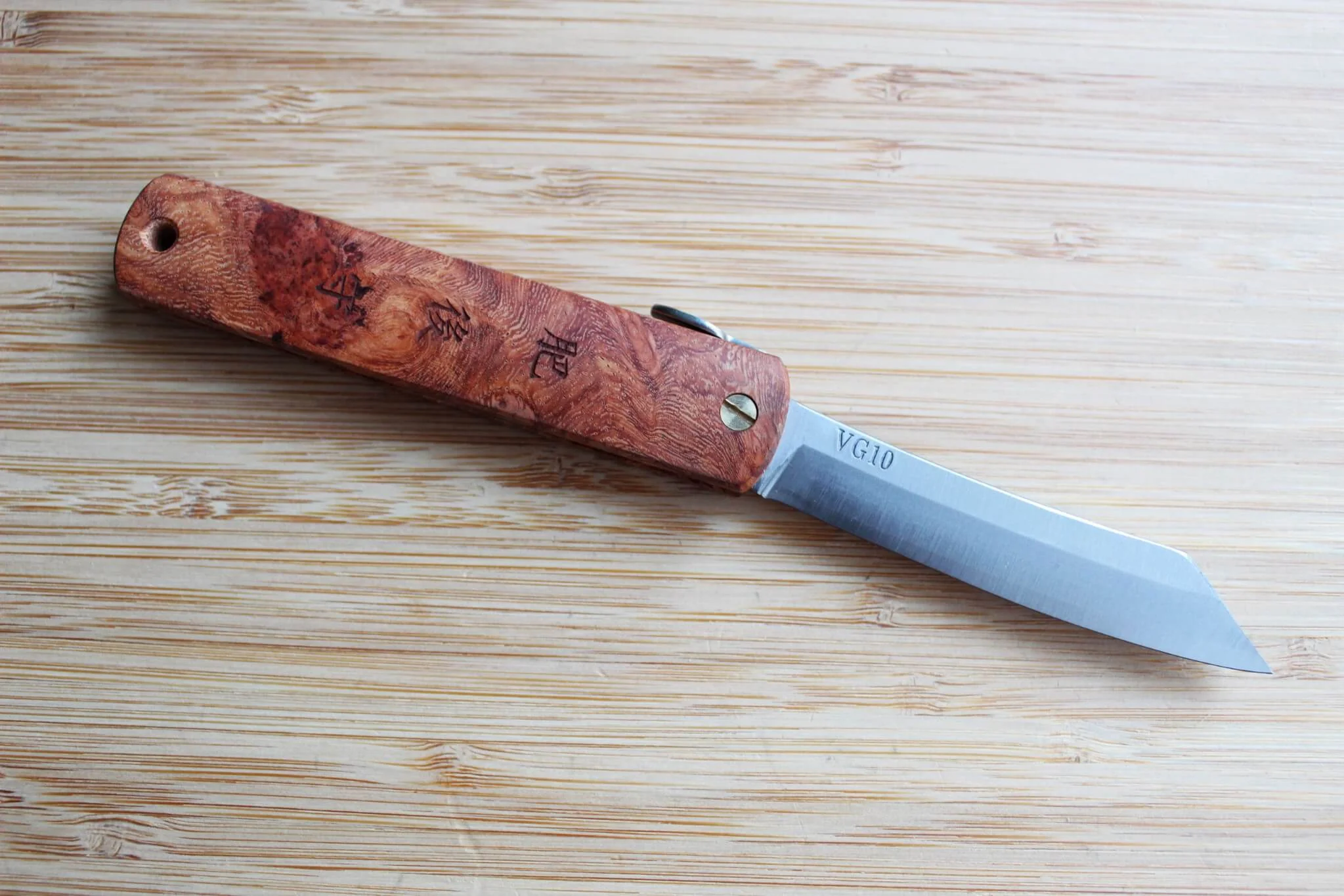 Higonokami Karin Quince Wood Handle VG-10 Japanese Folding Pocket Knife