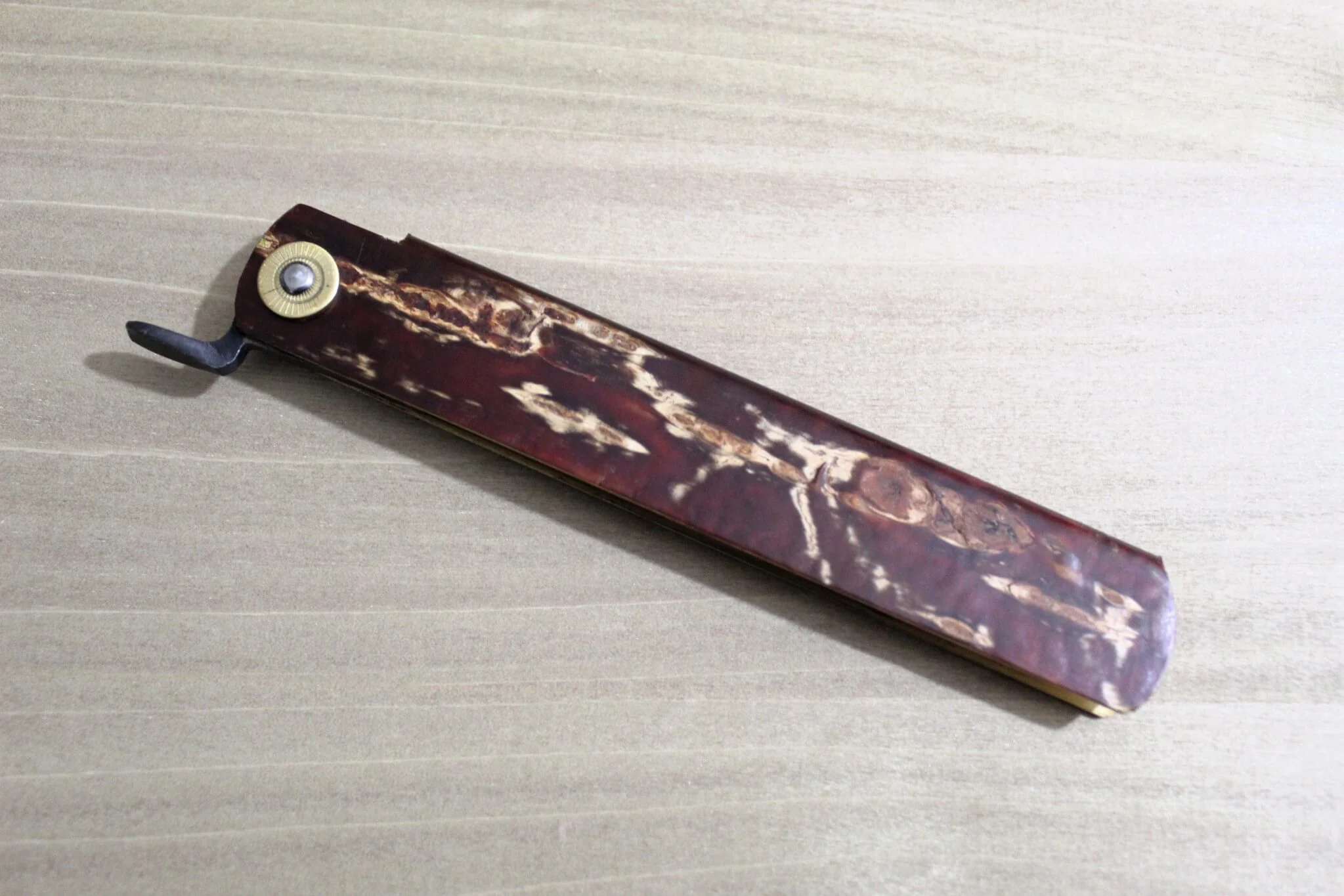 Higonokami Kabazaiku Sakura Cherry Bark Aoniko (Blue Steel #2) Folding Pocket Knife - Image 8