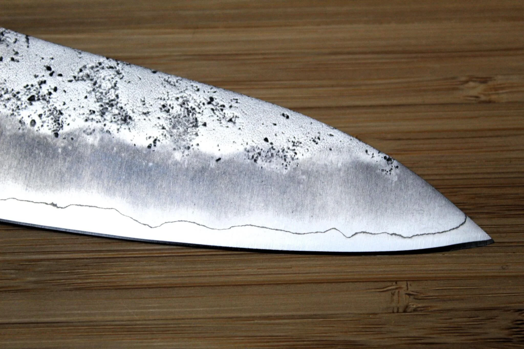 Hounen Kihan Oborozuki Ginsan Nashiji Gyuto Knife 180 mm / 7.1" with Magnolia Handle - Image 3
