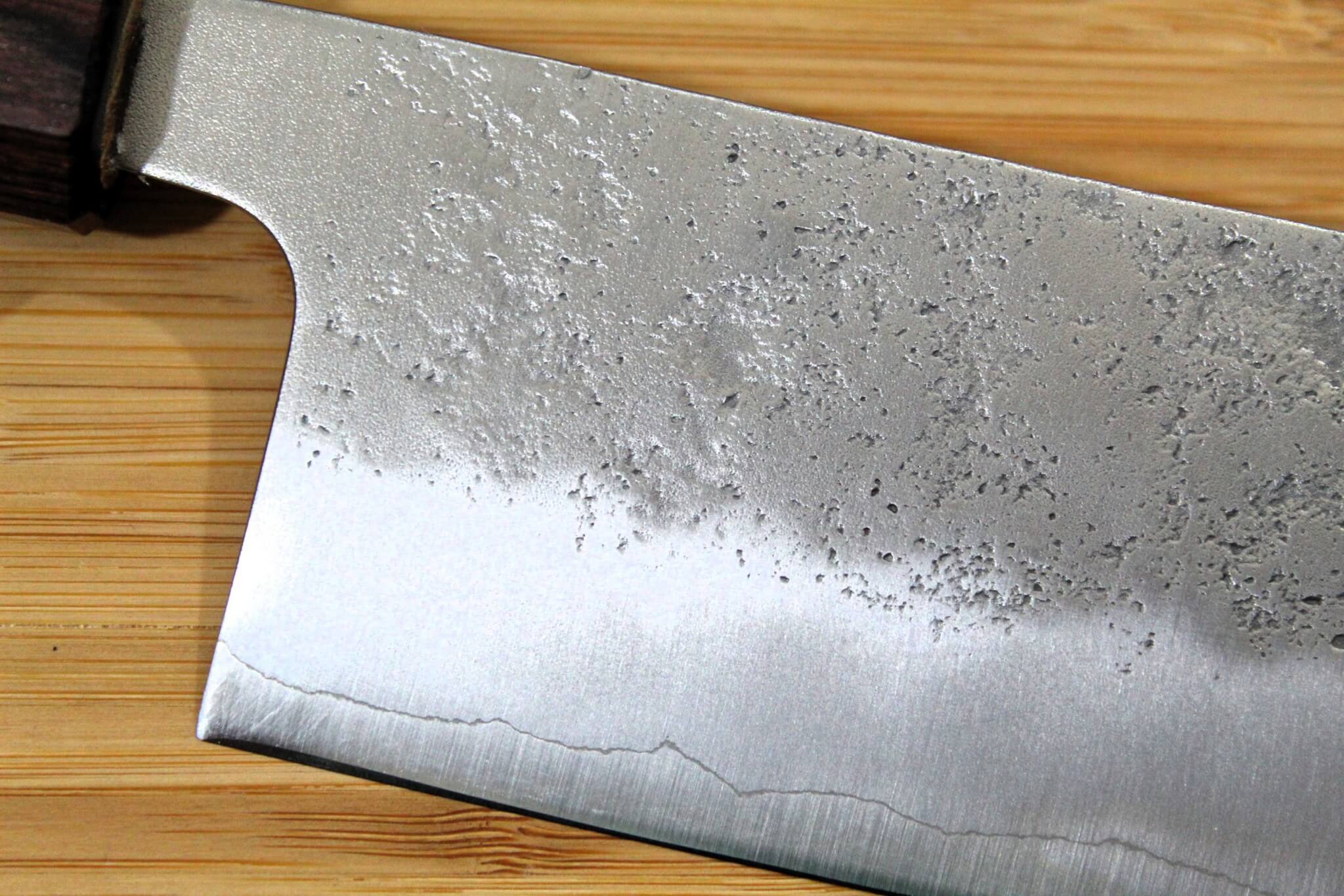 Hounen Kihan Oborozuki Ginsan Nashiji Nakiri Knife 165 mm / 6.5" with Magnolia Handle - Image 3