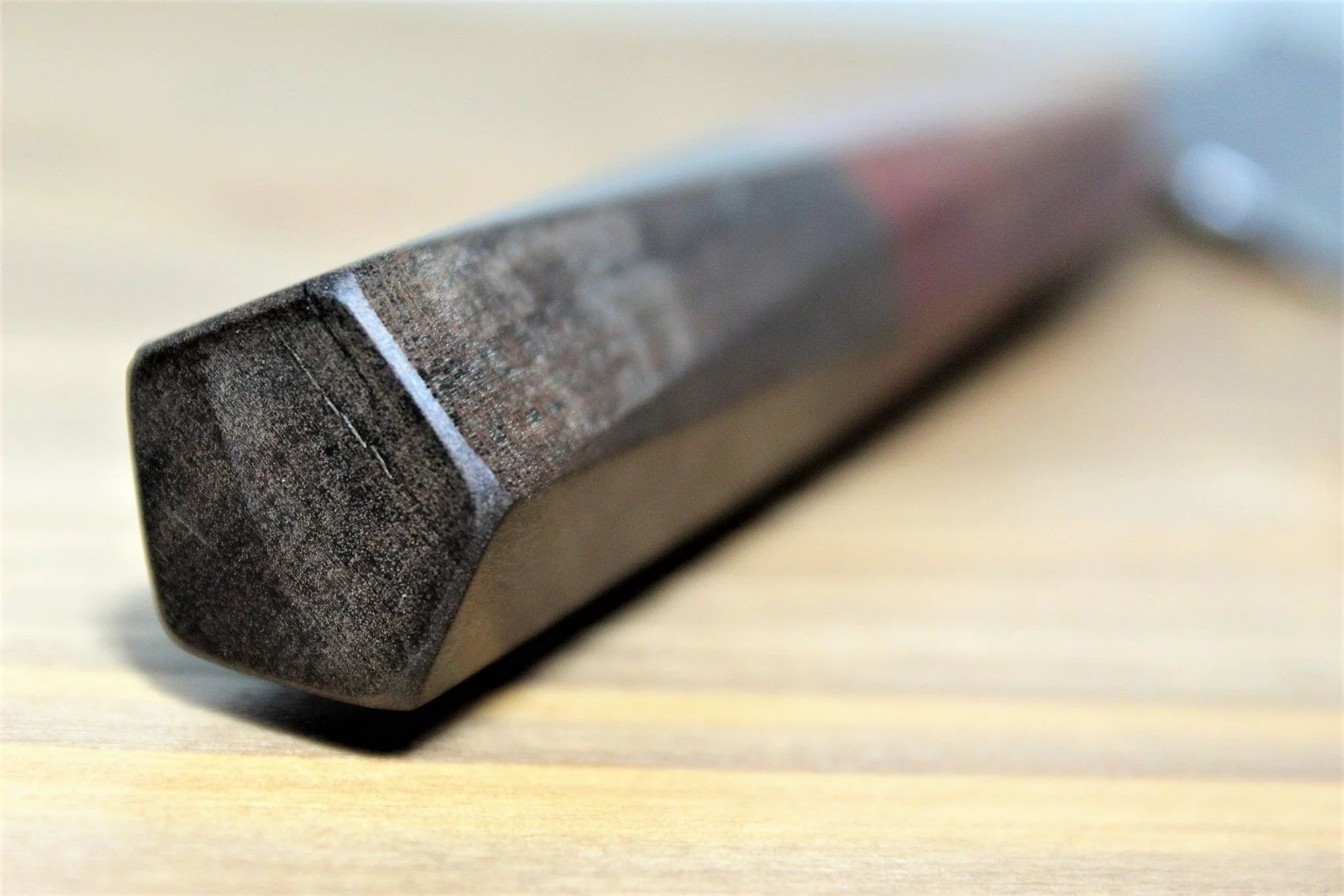 Isamitsu Shirogami #1 / White Steel #1 Kiritsuke 135 mm / 5.3" Brown Two Tone Maple and Burberry Handle - Image 6