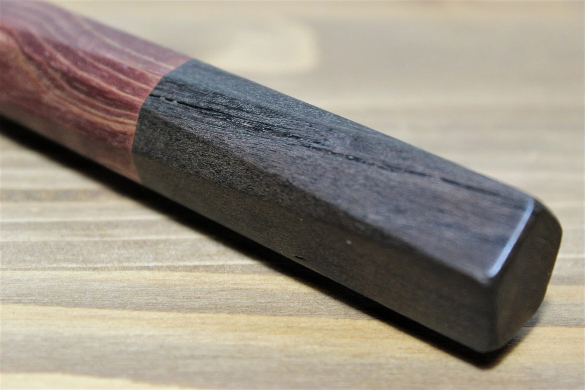 Isamitsu Shirogami #1 / White Steel #1 Kiritsuke 135 mm / 5.3" Brown Two Tone Maple and Burberry Handle - Image 7