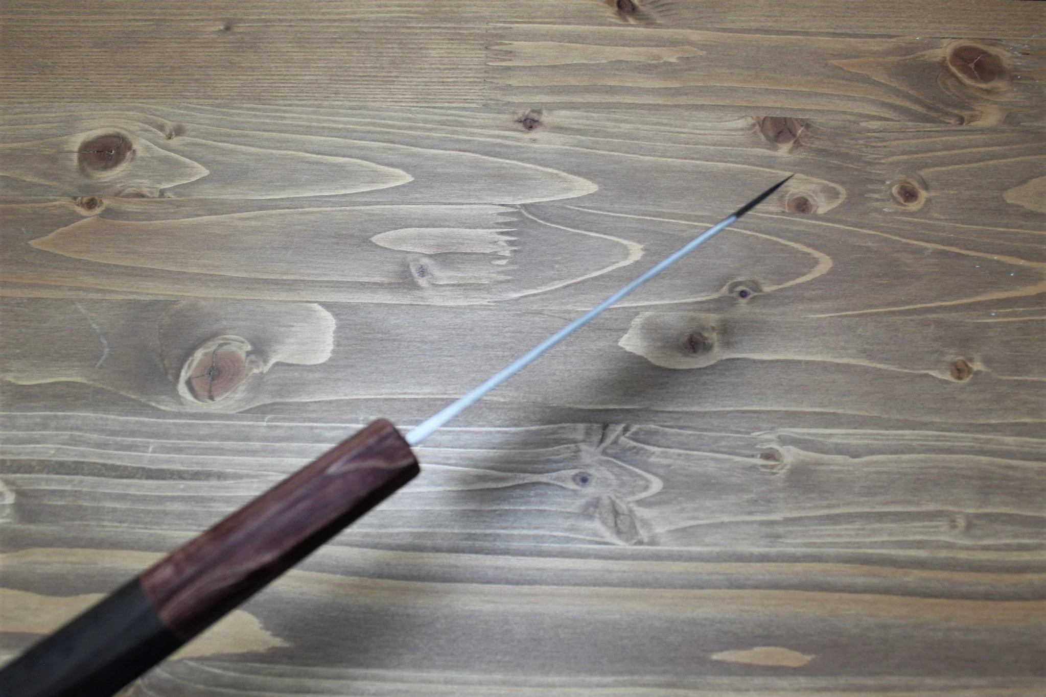 Isamitsu Shirogami #1 / White Steel #1 Kiritsuke 135 mm / 5.3" Brown Two Tone Maple and Burberry Handle - Image 8