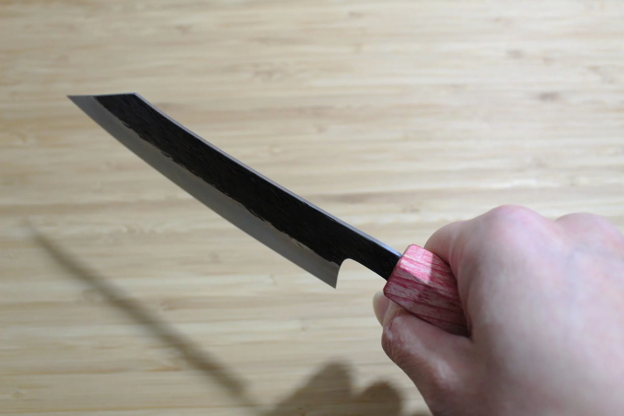 Isamitsu Shirogami #1 / White Steel #1 Kiritsuke 135 mm / 5.3" Red Two Tone Maple Handle - Image 7