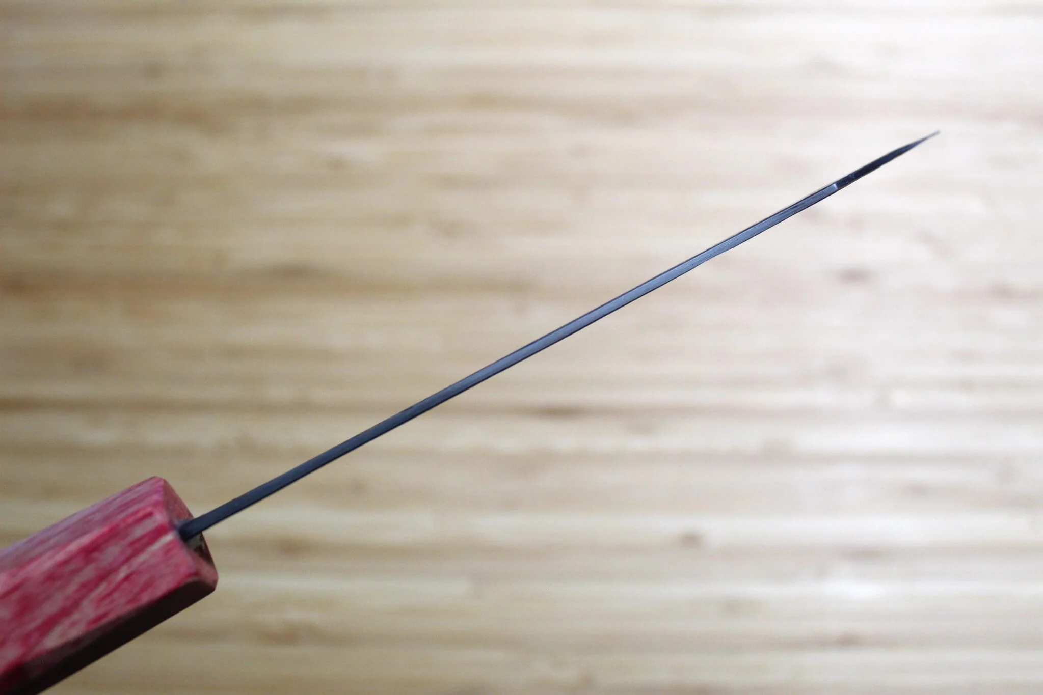Isamitsu Shirogami #1 / White Steel #1 Kiritsuke 135 mm / 5.3" Red Two Tone Maple Handle - Image 8