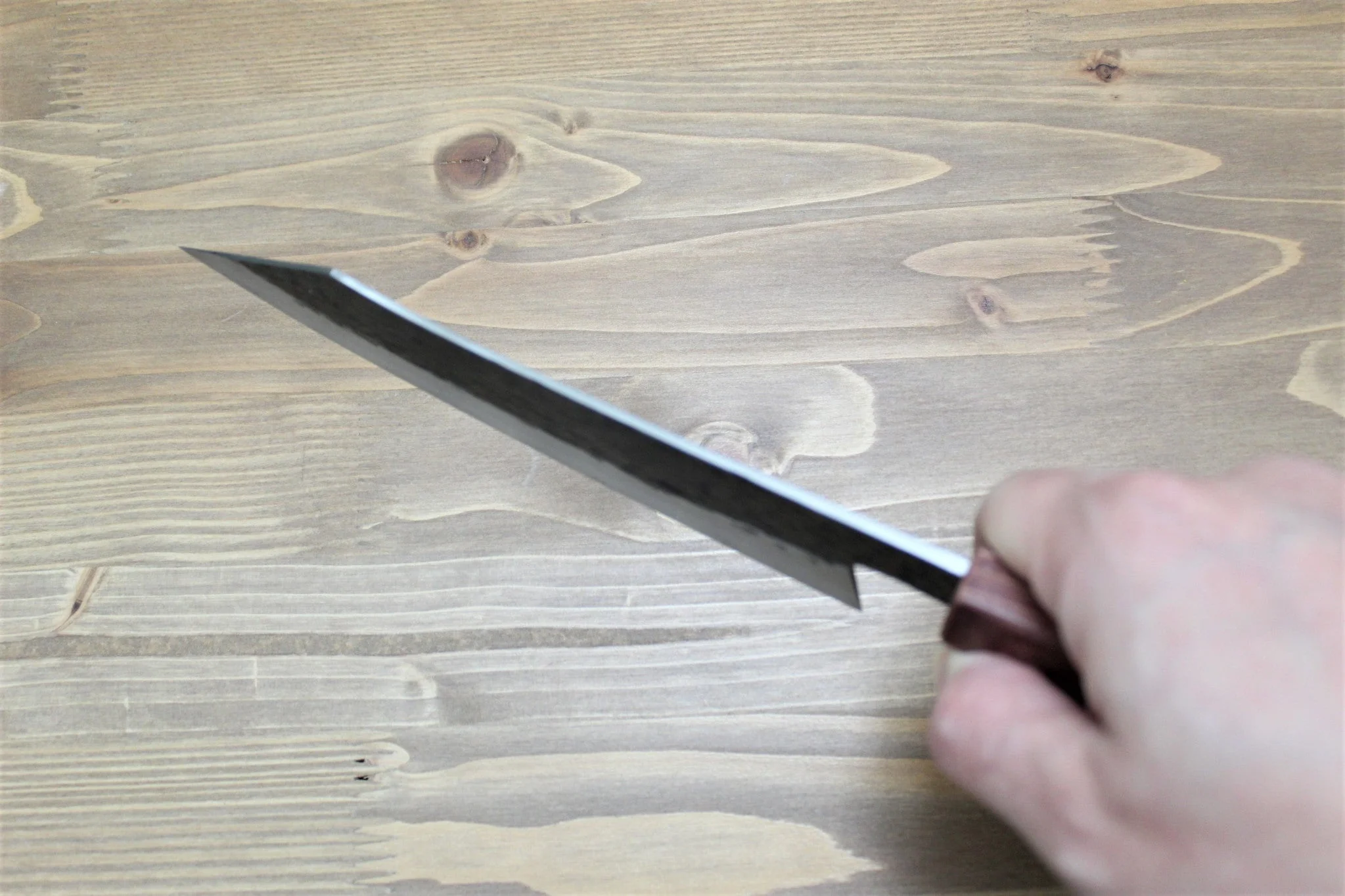 Isamitsu Shirogami #1 / White Steel #1 Kiritsuke 165 mm / 6.5" Brown Two Tone Maple and Burberry Handle - Image 10