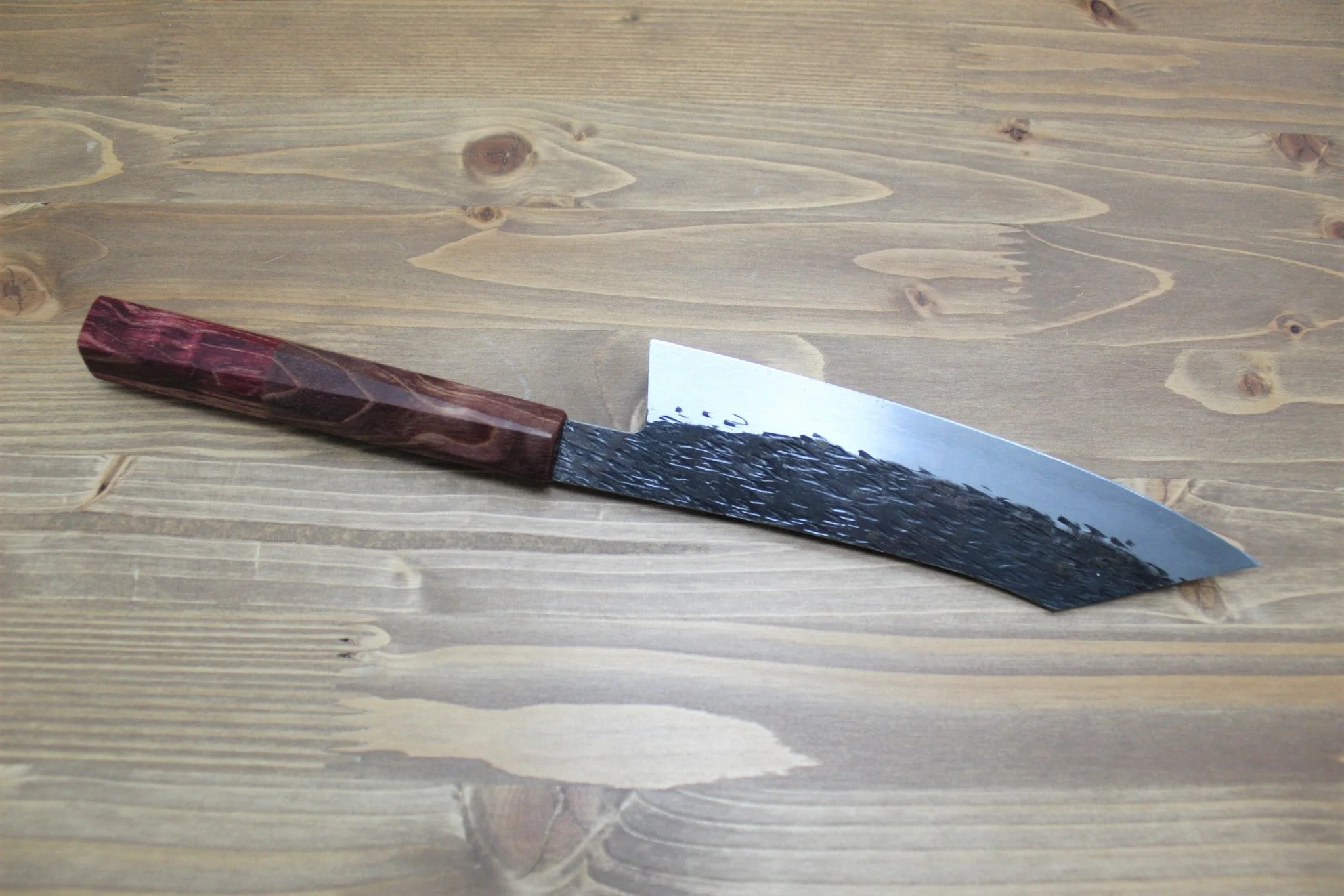 Isamitsu Shirogami #1 / White Steel #1 Kiritsuke 165 mm / 6.5" Brown Two Tone Maple and Burberry Handle - Image 5