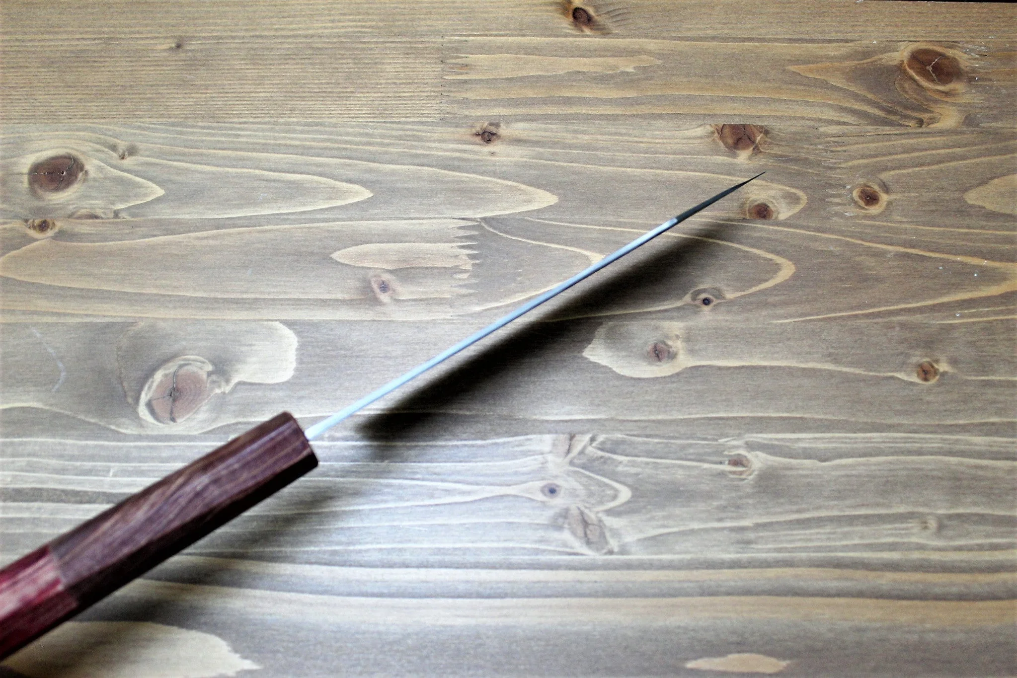 Isamitsu Shirogami #1 / White Steel #1 Kiritsuke 165 mm / 6.5" Brown Two Tone Maple and Burberry Handle - Image 6