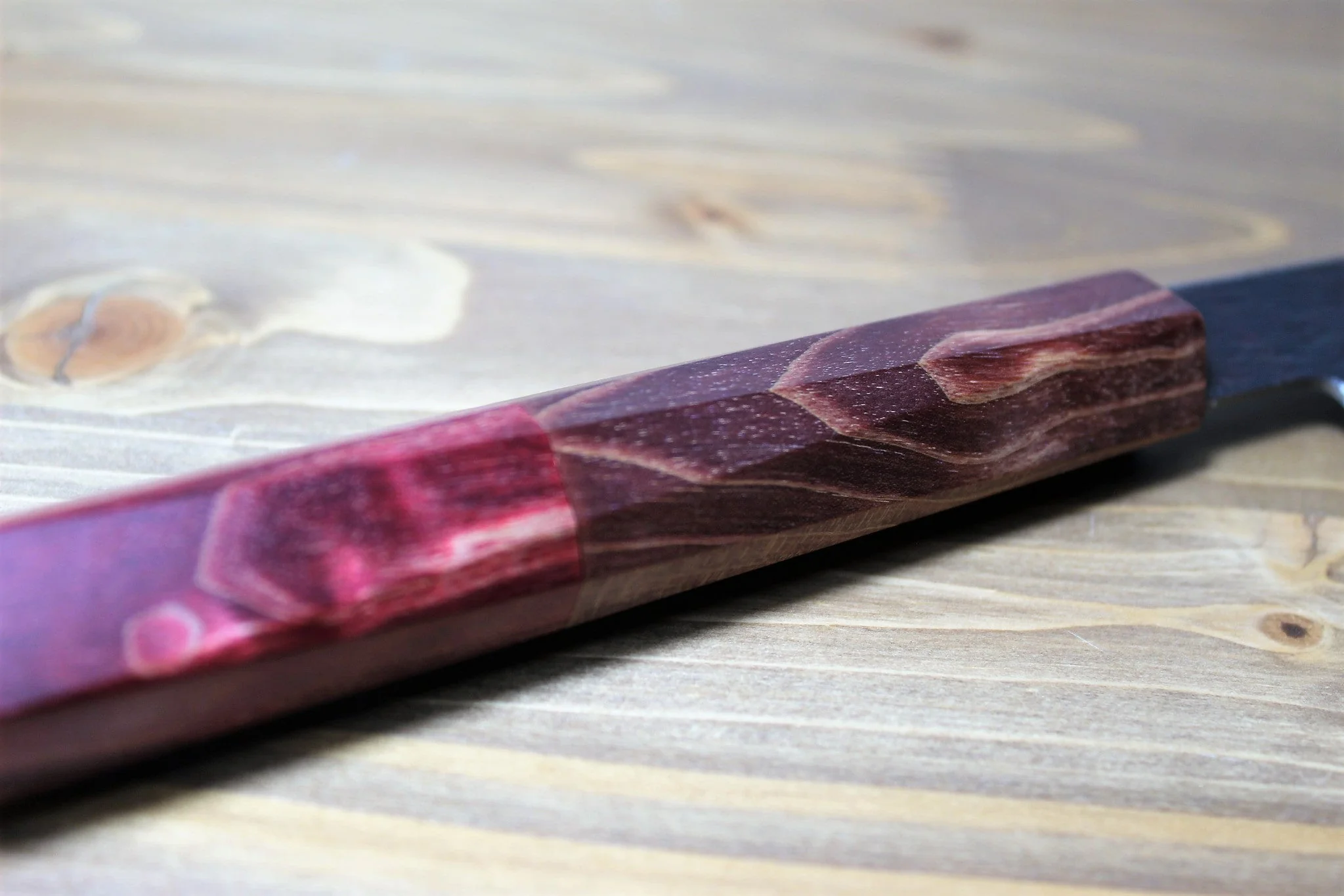 Isamitsu Shirogami #1 / White Steel #1 Kiritsuke 165 mm / 6.5" Brown Two Tone Maple and Burberry Handle - Image 8