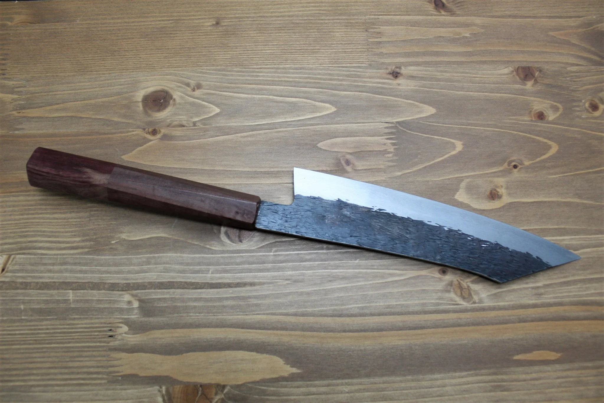 Isamitsu Shirogami #1 / White Steel #1 Kiritsuke 195 mm / 7.6" Brown Two Tone Maple and Burberry Handle - Image 5