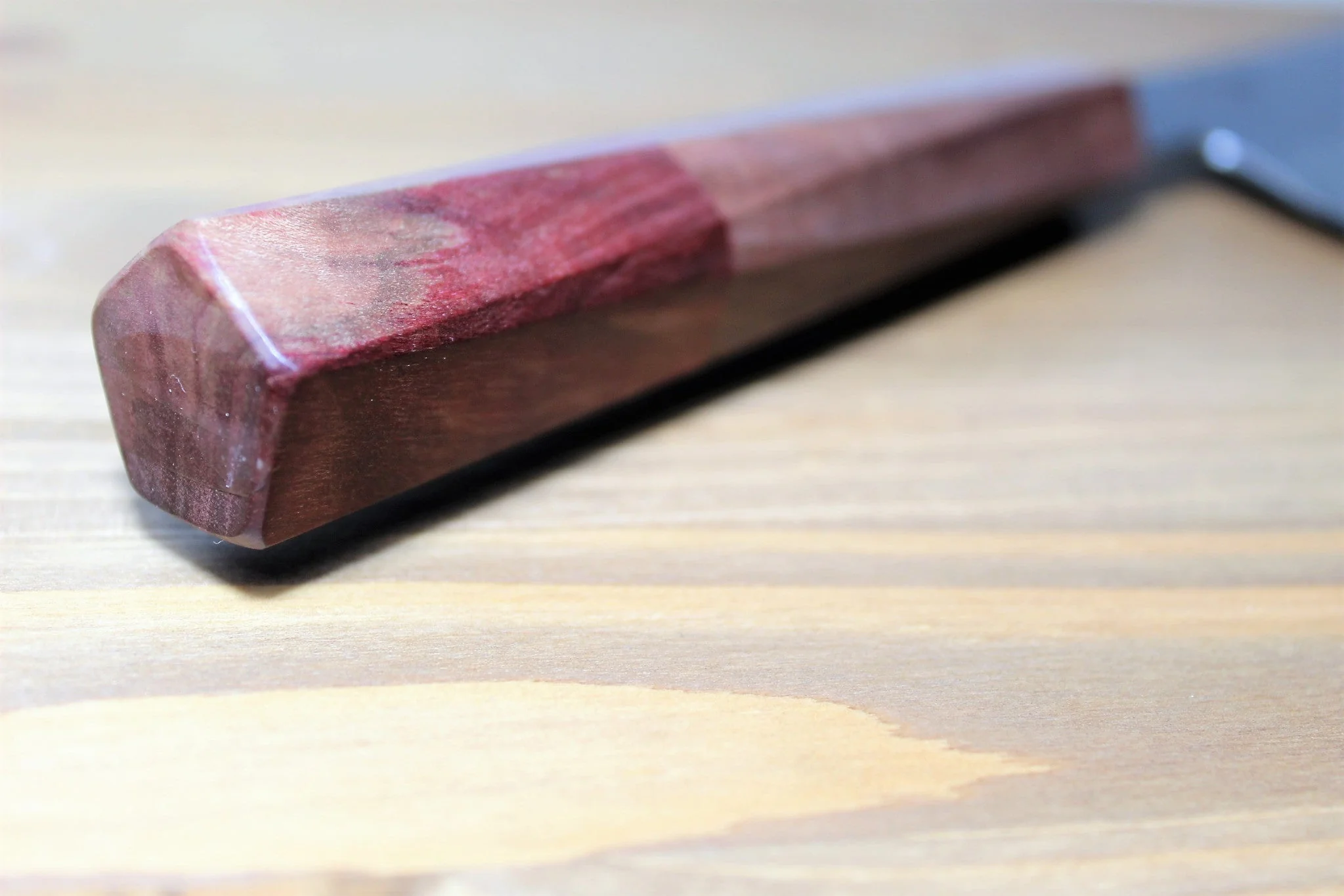 Isamitsu Shirogami #1 / White Steel #1 Kiritsuke 195 mm / 7.6" Brown Two Tone Maple and Burberry Handle - Image 6