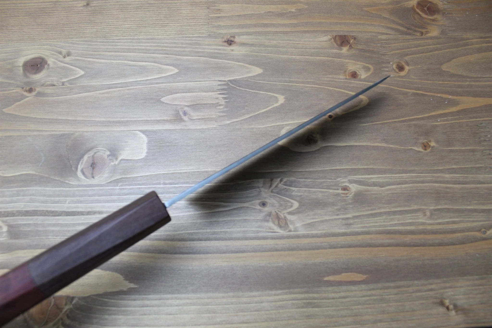 Isamitsu Shirogami #1 / White Steel #1 Kiritsuke 195 mm / 7.6" Brown Two Tone Maple and Burberry Handle - Image 9