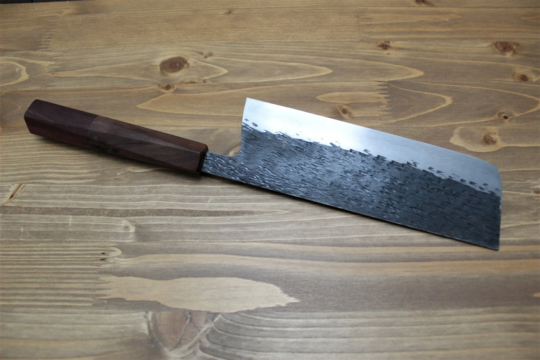 Isamitsu Shirogami #1 / White Steel #1 Nakiri 165 mm / 6.5" Brown Two Tone Maple and Burberry Handle - Image 5