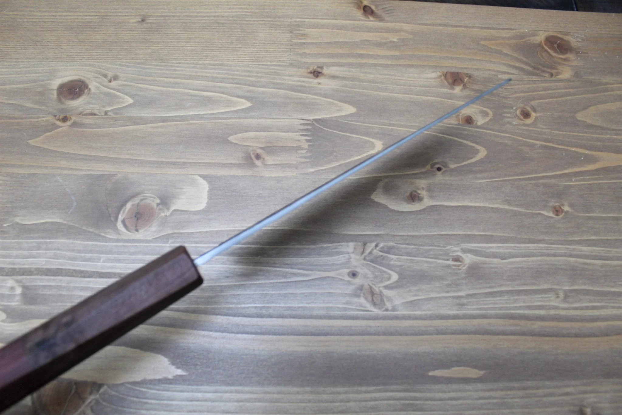 Isamitsu Shirogami #1 / White Steel #1 Nakiri 165 mm / 6.5" Brown Two Tone Maple and Burberry Handle - Image 6