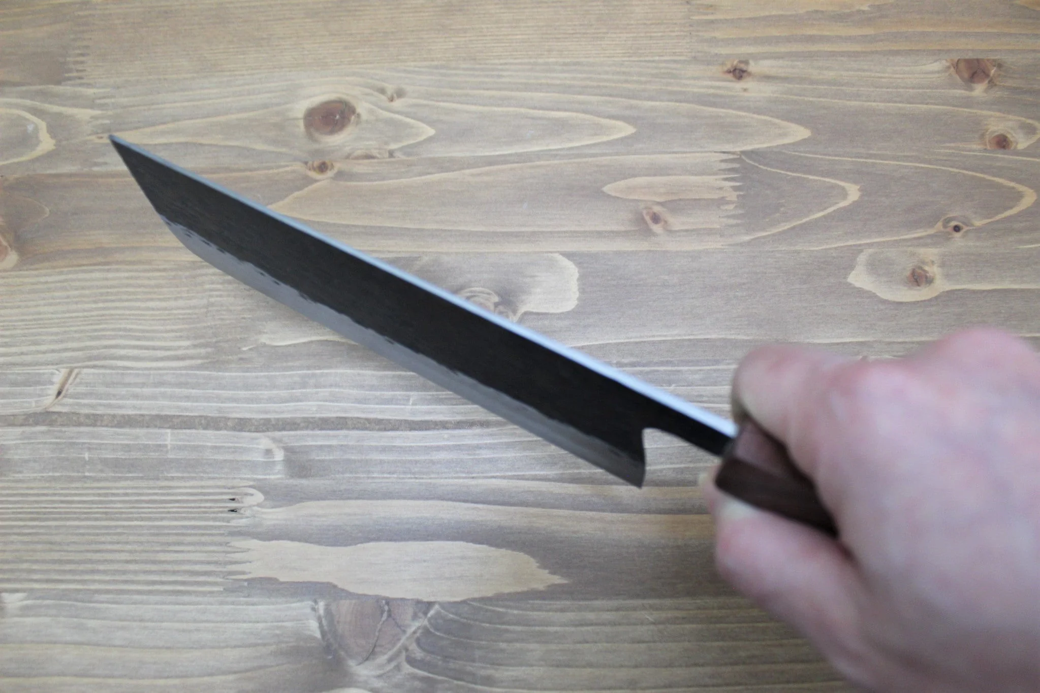 Isamitsu Shirogami #1 / White Steel #1 Nakiri 165 mm / 6.5" Brown Two Tone Maple and Burberry Handle - Image 8