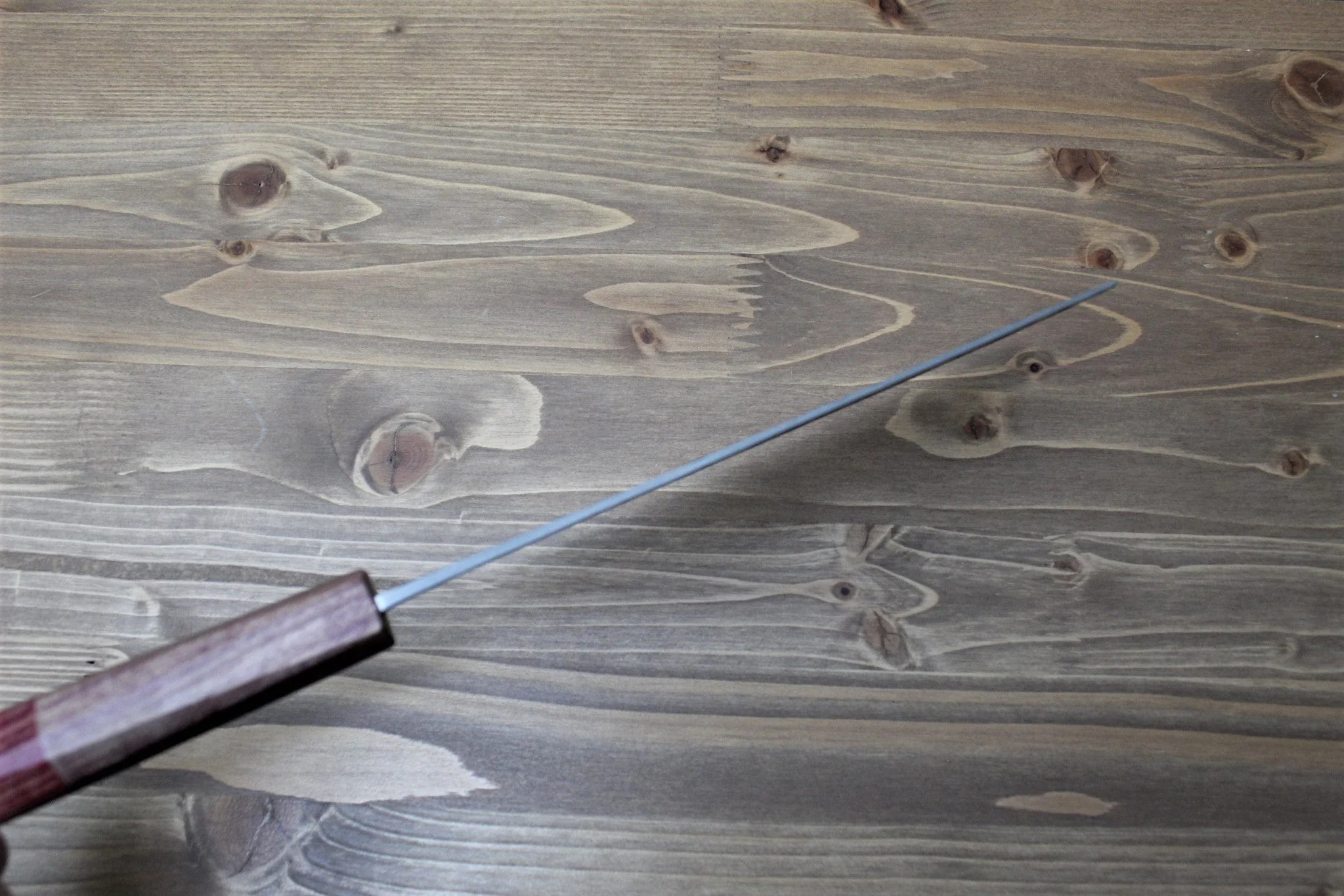 Isamitsu Shirogami #1 / White Steel #1 Nakiri 165 mm / 6.5" Red Two Tone Maple and Burberry Handle - Image 6