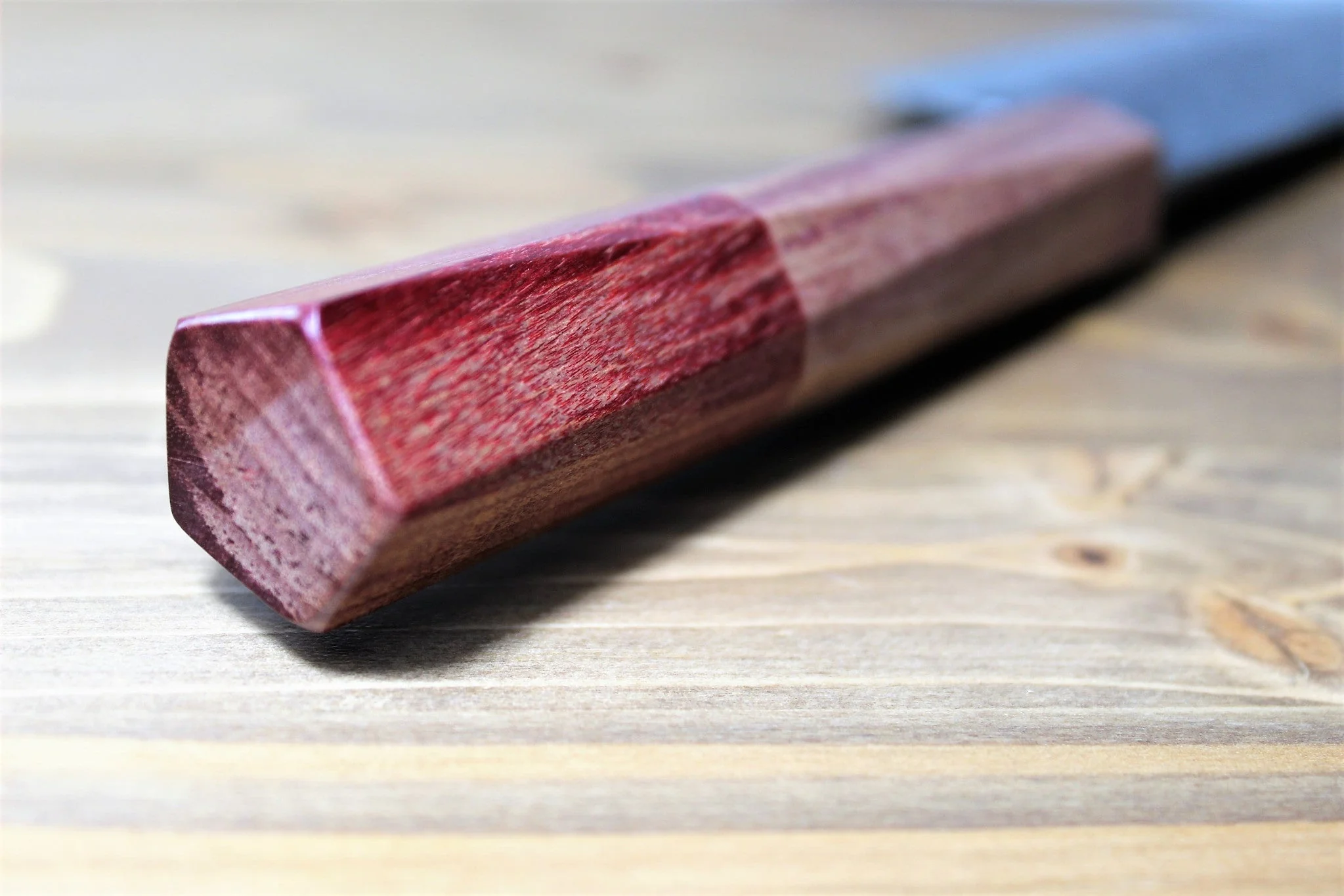 Isamitsu Shirogami #1 / White Steel #1 Nakiri 165 mm / 6.5" Red Two Tone Maple and Burberry Handle - Image 7