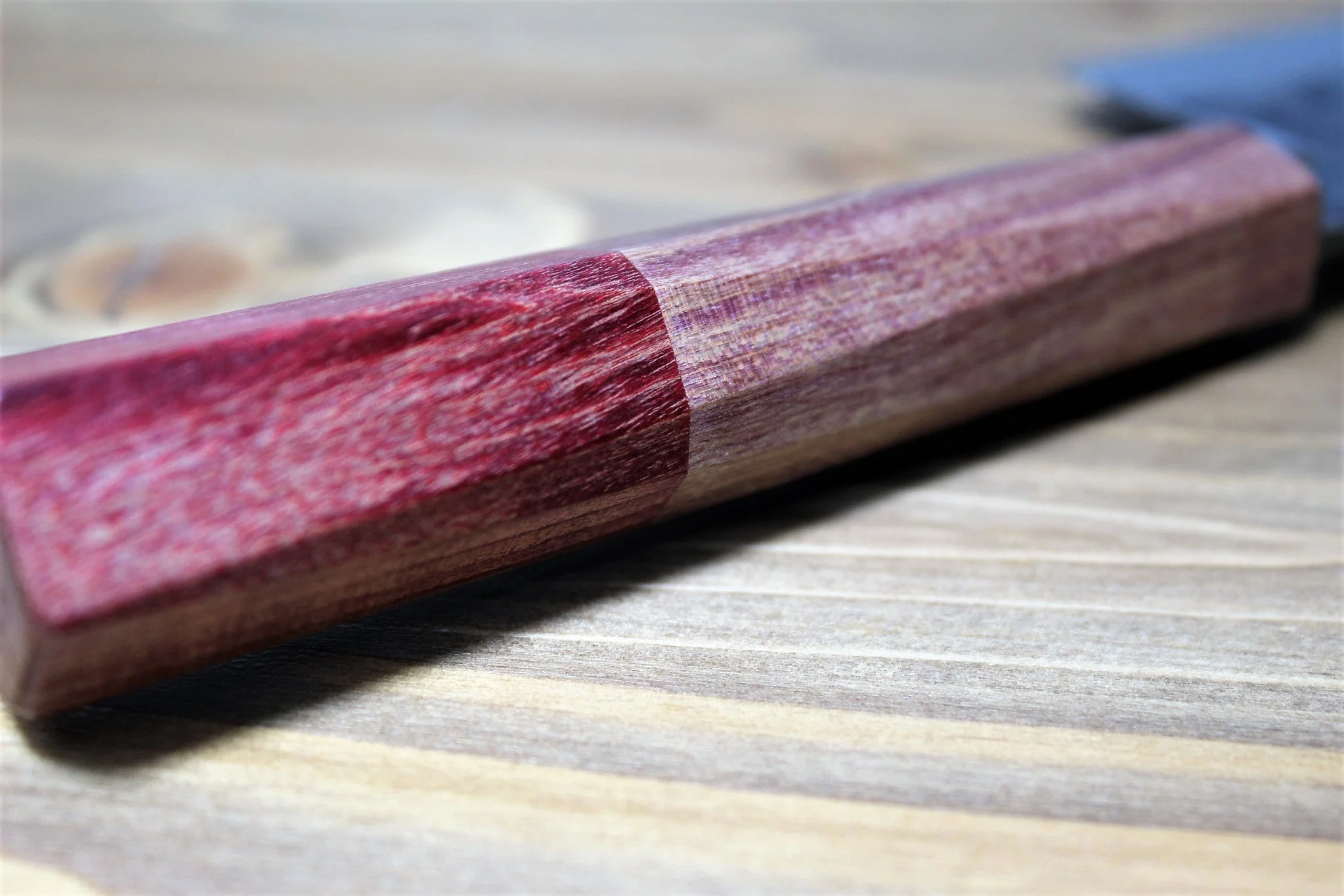 Isamitsu Shirogami #1 / White Steel #1 Nakiri 165 mm / 6.5" Red Two Tone Maple and Burberry Handle - Image 8