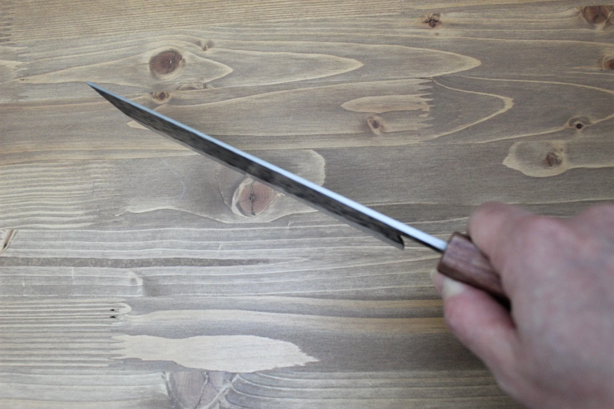 Isamitsu Shirogami #1 / White Steel #1 Nakiri 165 mm / 6.5" Red Two Tone Maple and Burberry Handle - Image 9
