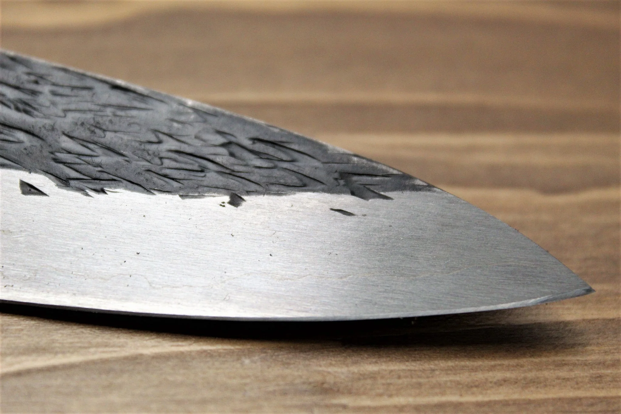 Isamitsu Shirogami #1 / White Steel #1 Petty 150 mm / 5.9" Brown Two Tone Maple and Burberry Handle - Image 4