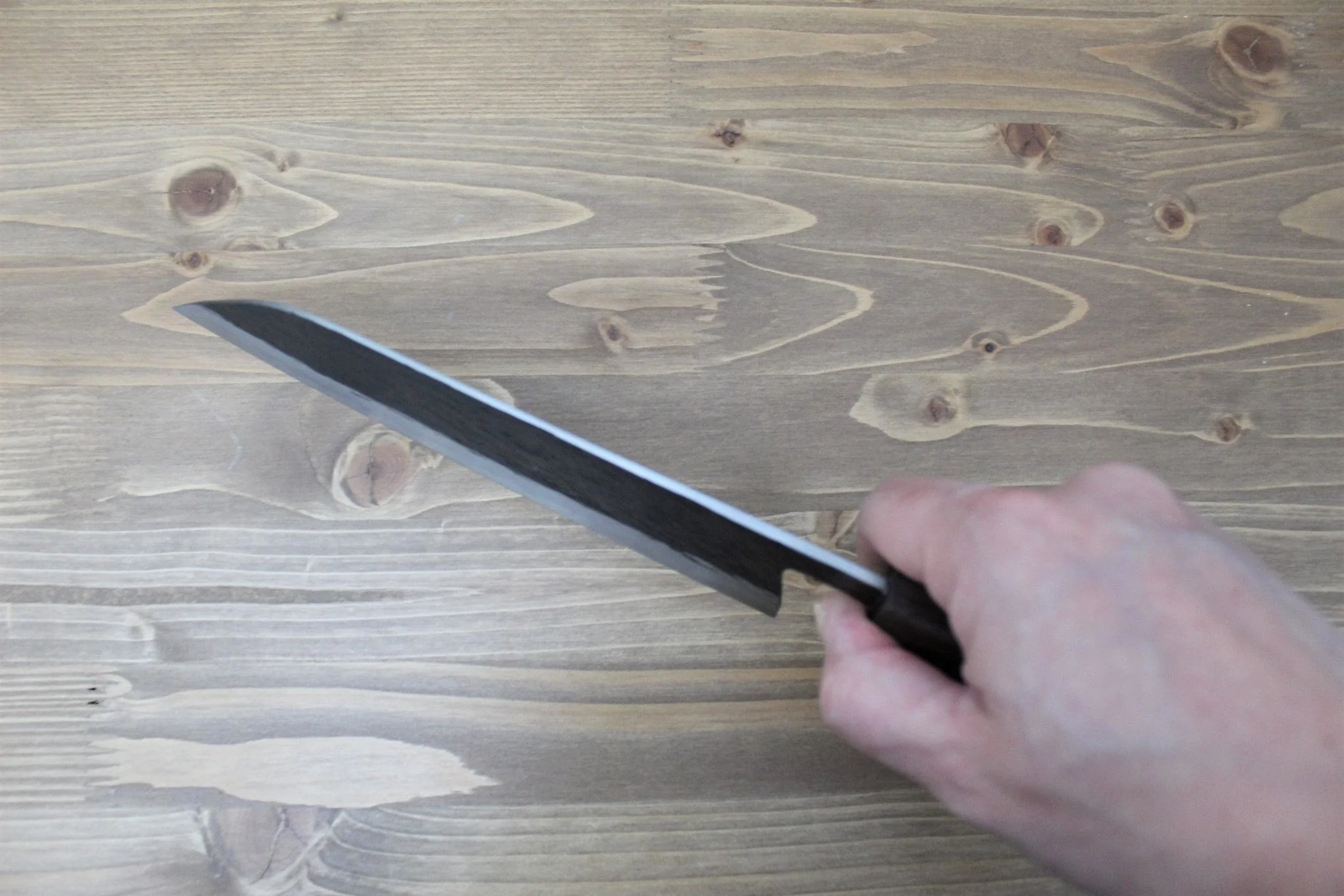 Isamitsu Shirogami #1 / White Steel #1 Santoku 180 mm Brown Handle - Image 10