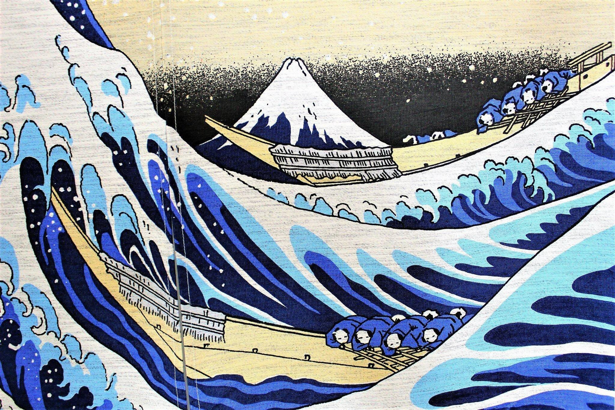 Japanese Noren Curtain with thick fabric - The Great Wave off Kanagawa - Image 3