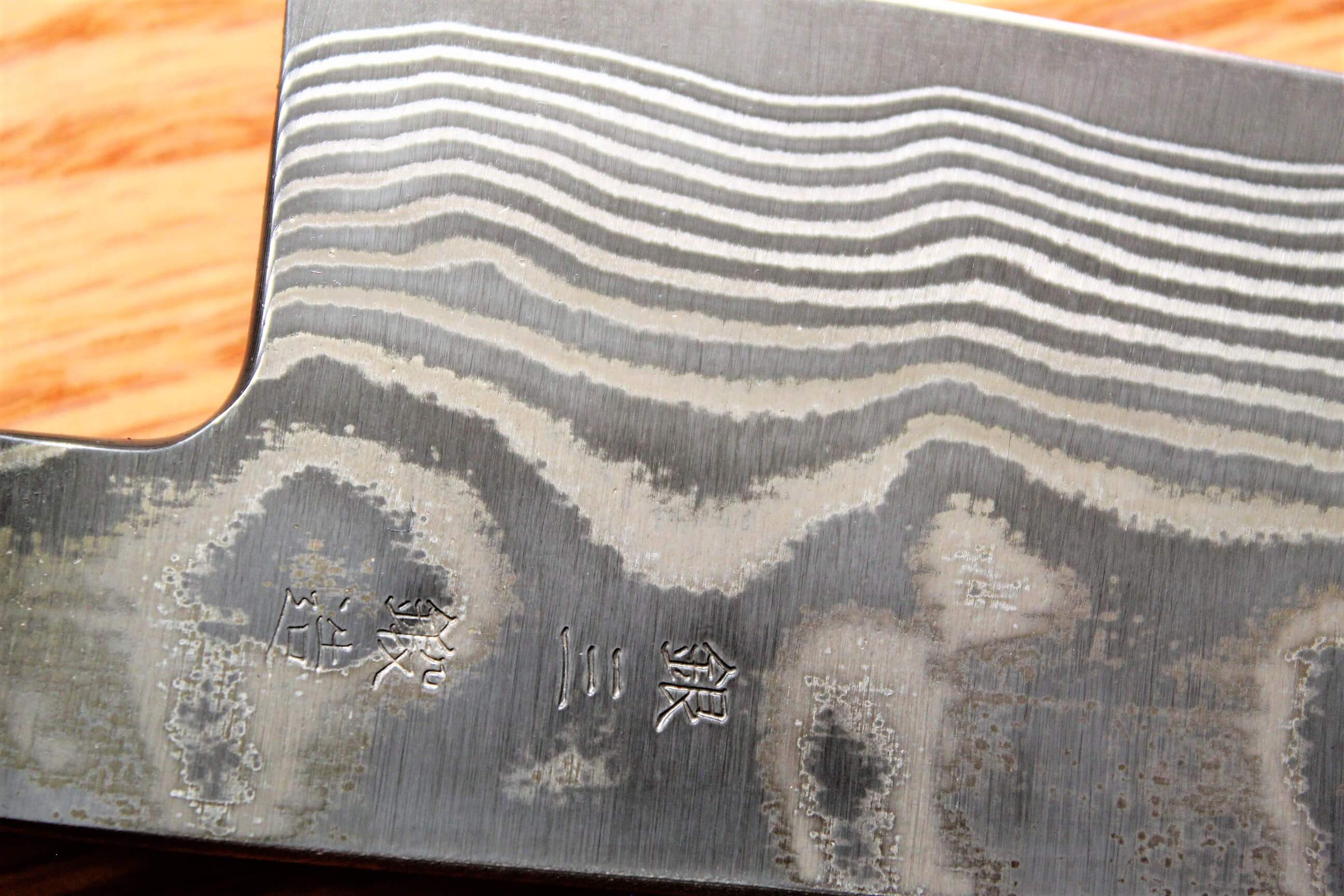 Fujiwara Yasuhiko Kagerou Ginsan Nickle Damascus Petty with Ebony Handle Buffalo Ferrule 150mm / 5.9" - Image 6