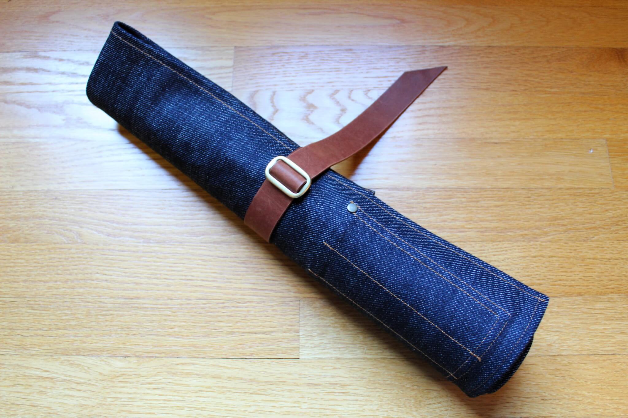 Kaneshige Hamono Handmade Denim and Leather Knife Roll - Image 3